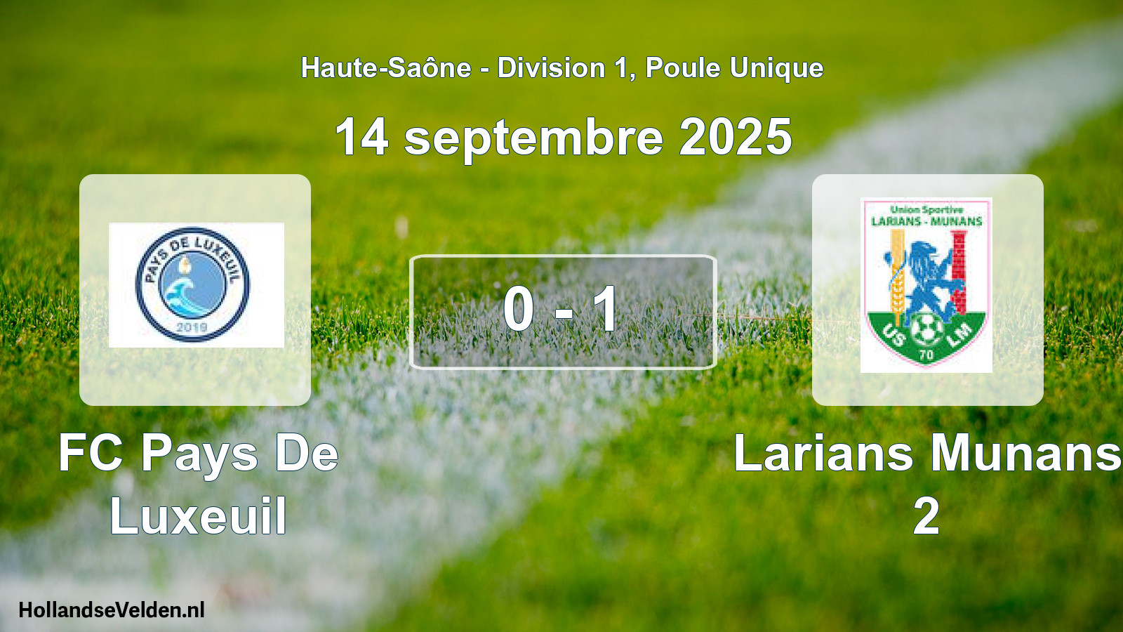 Total number of matches played: FC Pays De Luxeuil - Larians Munans 2 0 - 1 (14 September 2025)