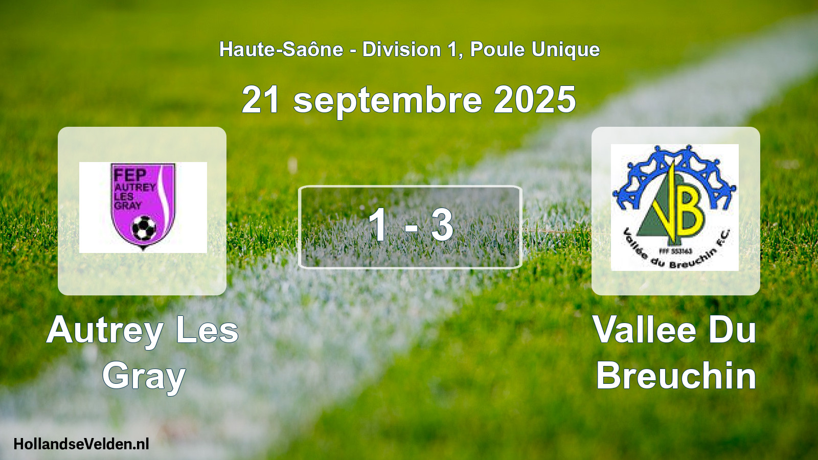 Total number of matches played: Autrey Les Gray - Vallee Du Breuchin 1 - 3 (21 September 2025)