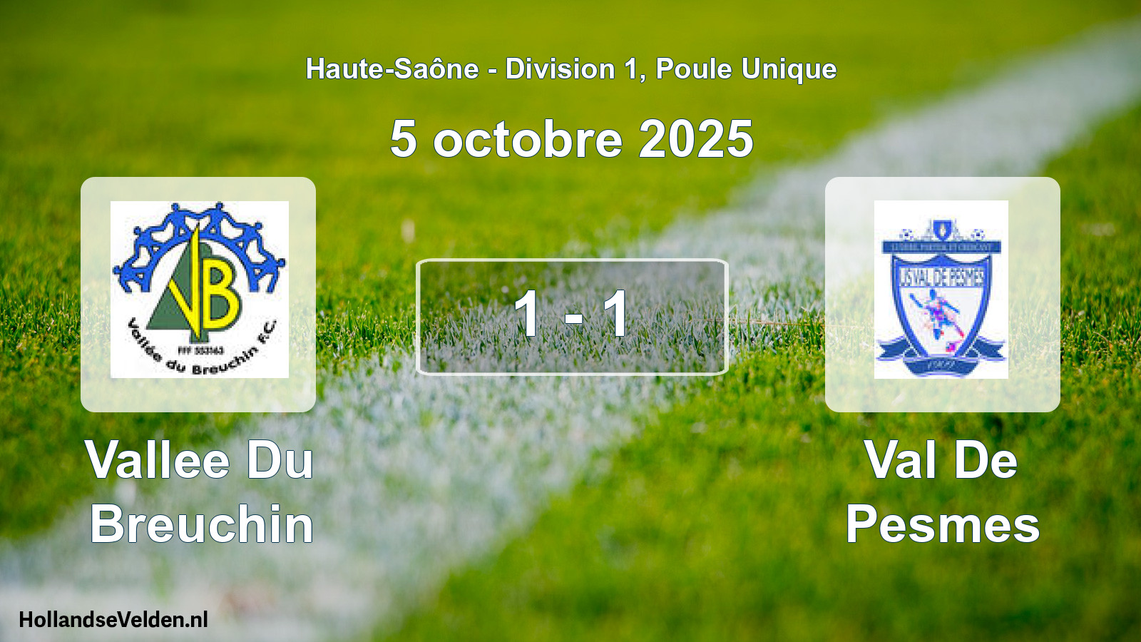 Match joué: Vallee Du Breuchin - Val De Pesmes 1 - 1 (5 octobre 2025)