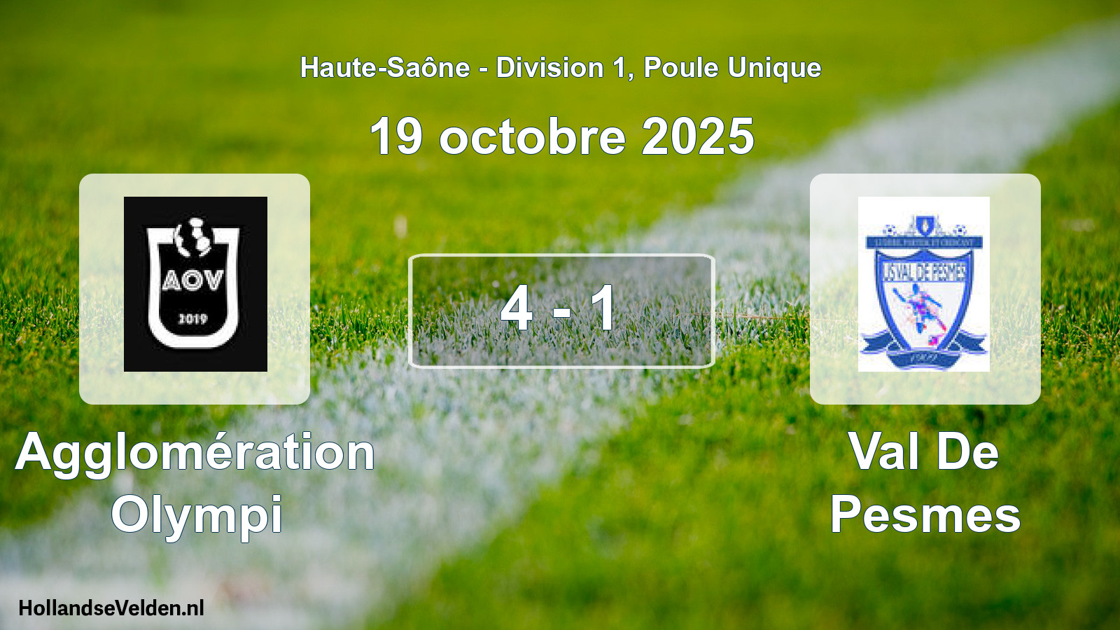 Gespeelde wedstrijd: Agglomération Olympi - Val De Pesmes 4 - 1 (19 oktober 2025)