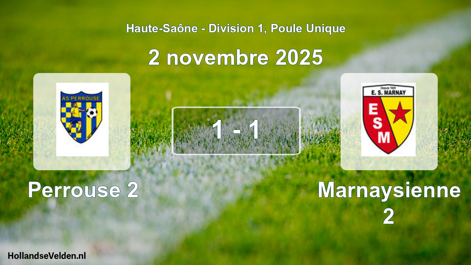 Match joué: Perrouse 2 - Marnaysienne 2 1 - 1 (2 novembre 2025)