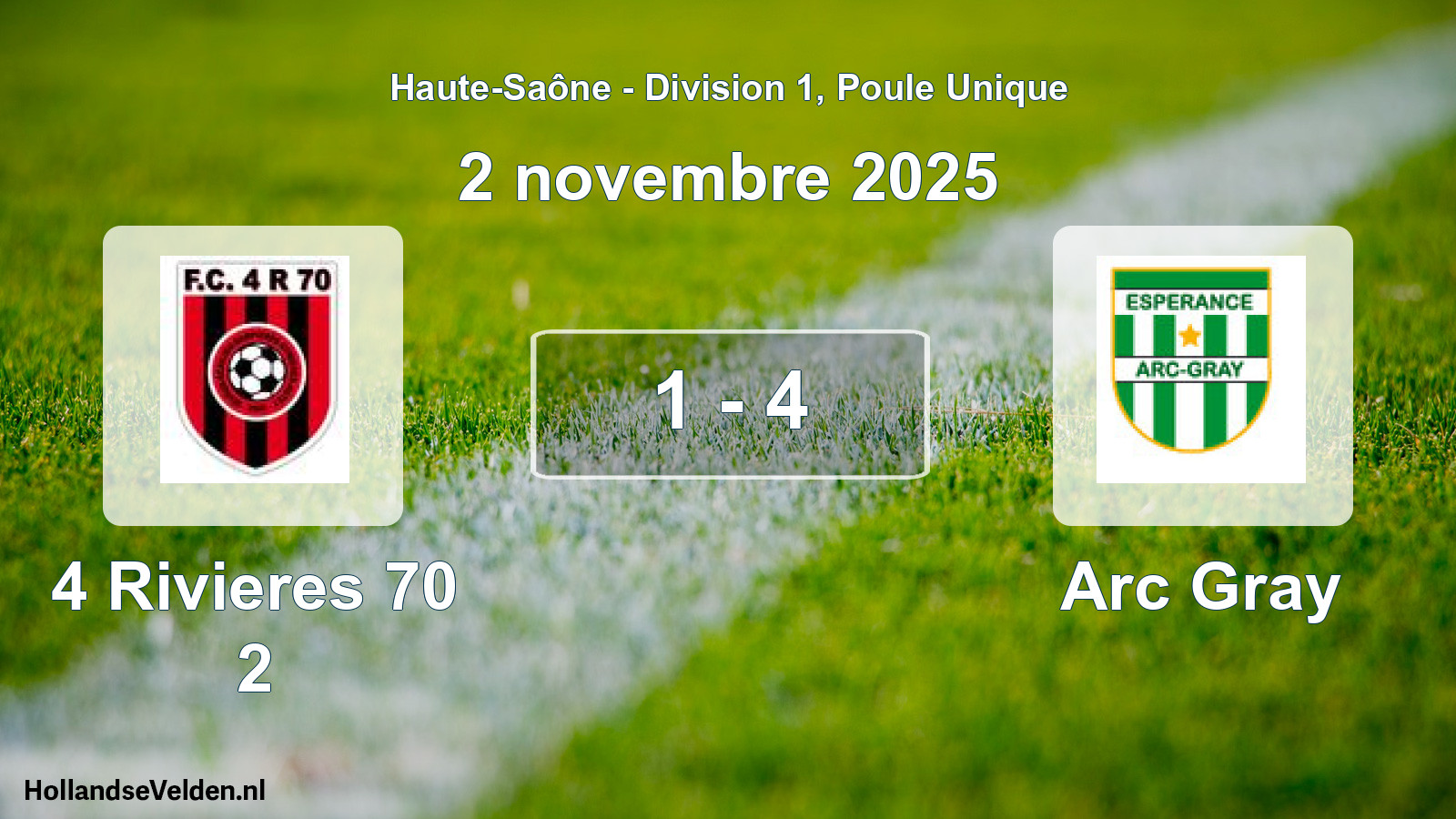 Total number of matches played: 4 Rivieres 70 2 - Arc Gray 1 - 4 (2 November 2025)