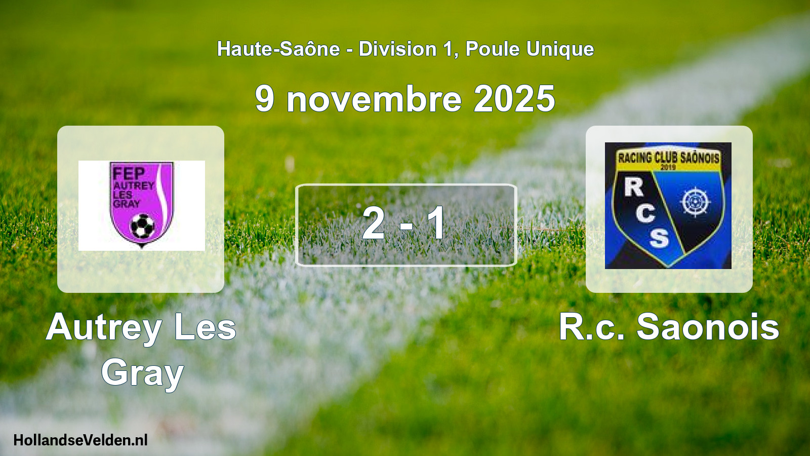 Match joué: Autrey Les Gray - R.c. Saonois 2 - 1 (9 novembre 2025)
