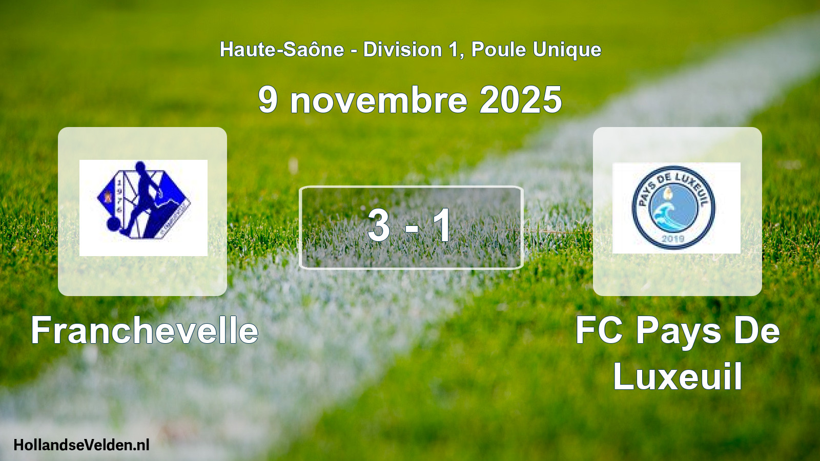 Match joué: Franchevelle - FC Pays De Luxeuil 3 - 1 (9 novembre 2025)