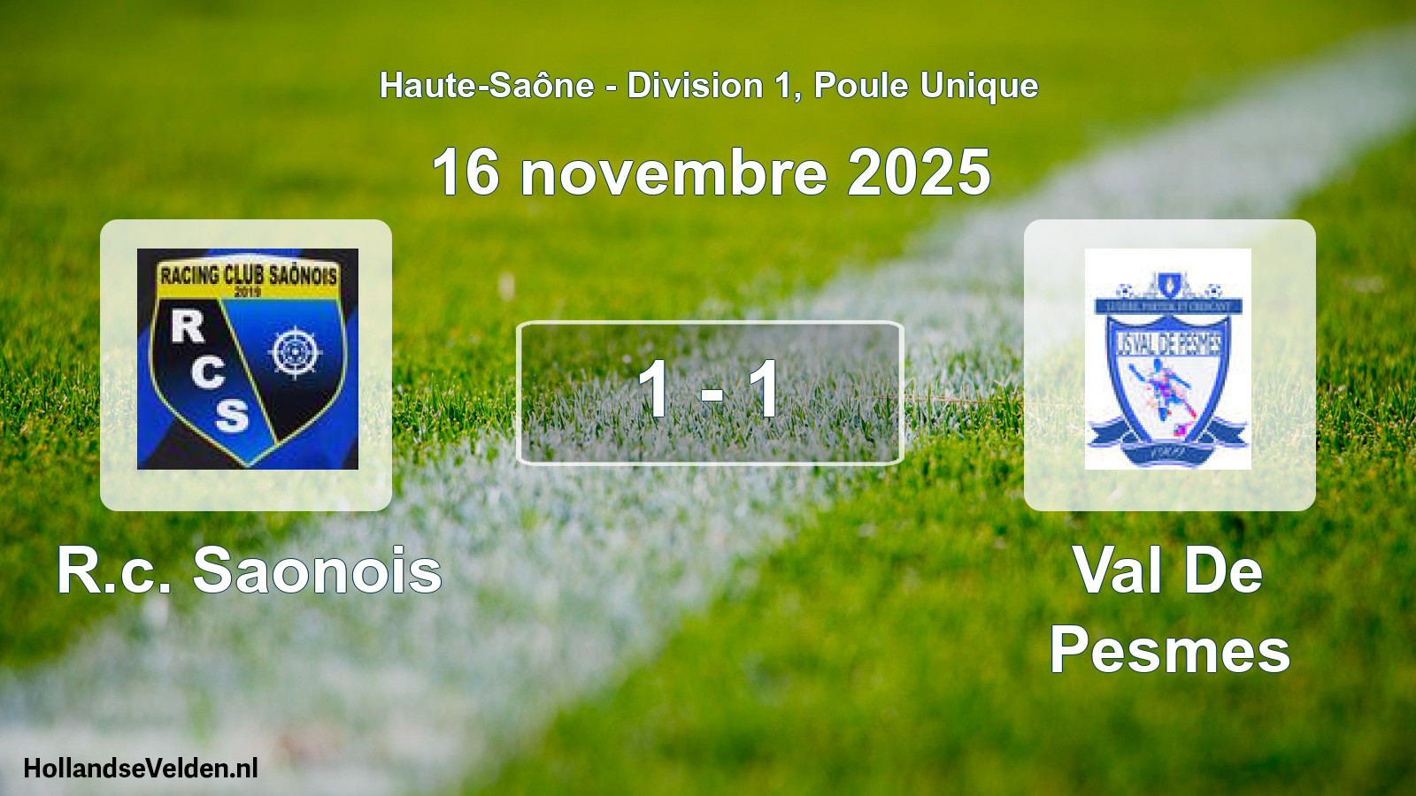 Match joué: R.c. Saonois - Val De Pesmes 1 - 1 (16 novembre 2025)