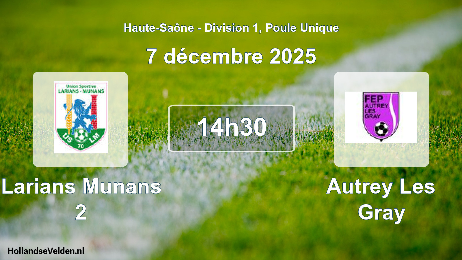 Match programmé: Larians Munans 2 - Autrey Les Gray (16 novembre 2025)