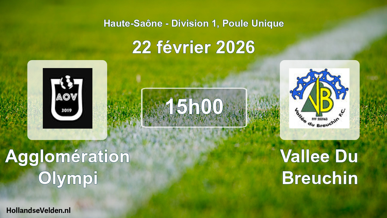 Scheduled Match: Agglomération Olympi - Vallee Du Breuchin (22 February 2026)