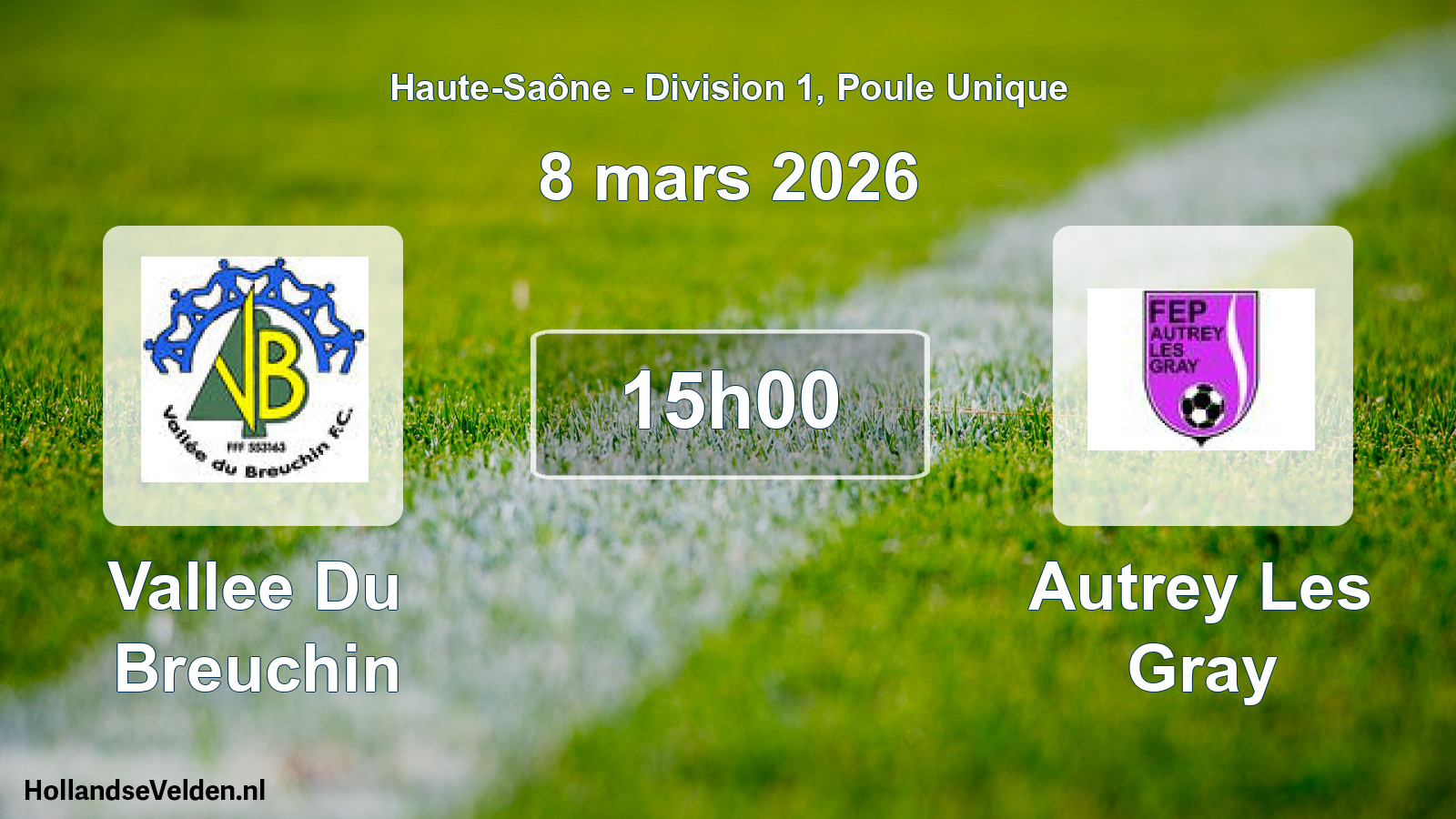 Match programmé: Vallee Du Breuchin - Autrey Les Gray (8 mars 2026)