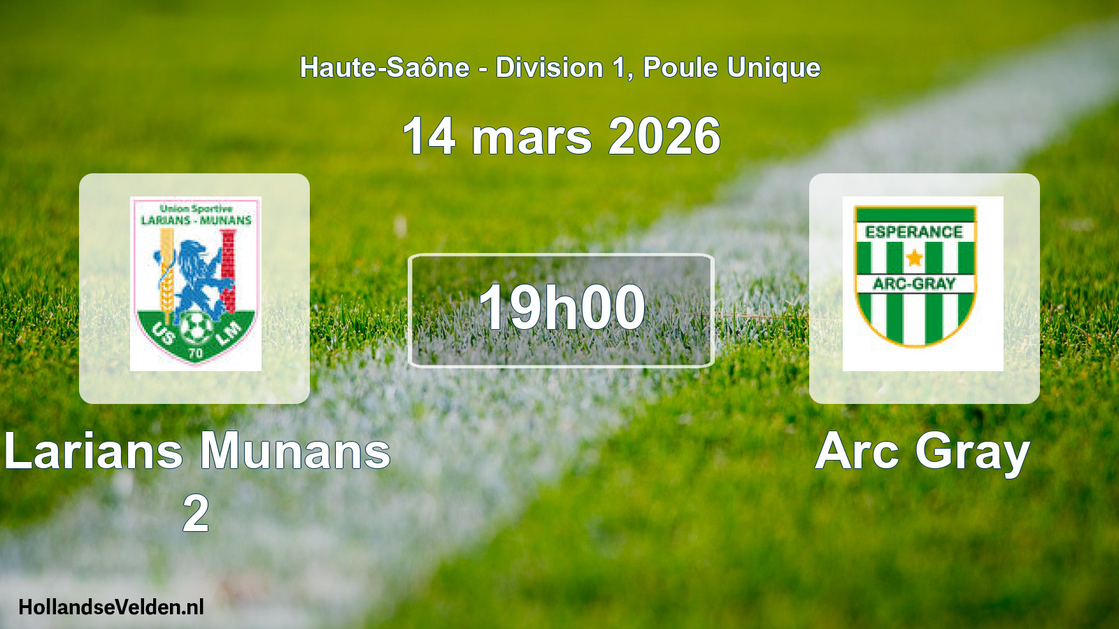 Match programmé: Larians Munans 2 - Arc Gray (14 mars 2026)