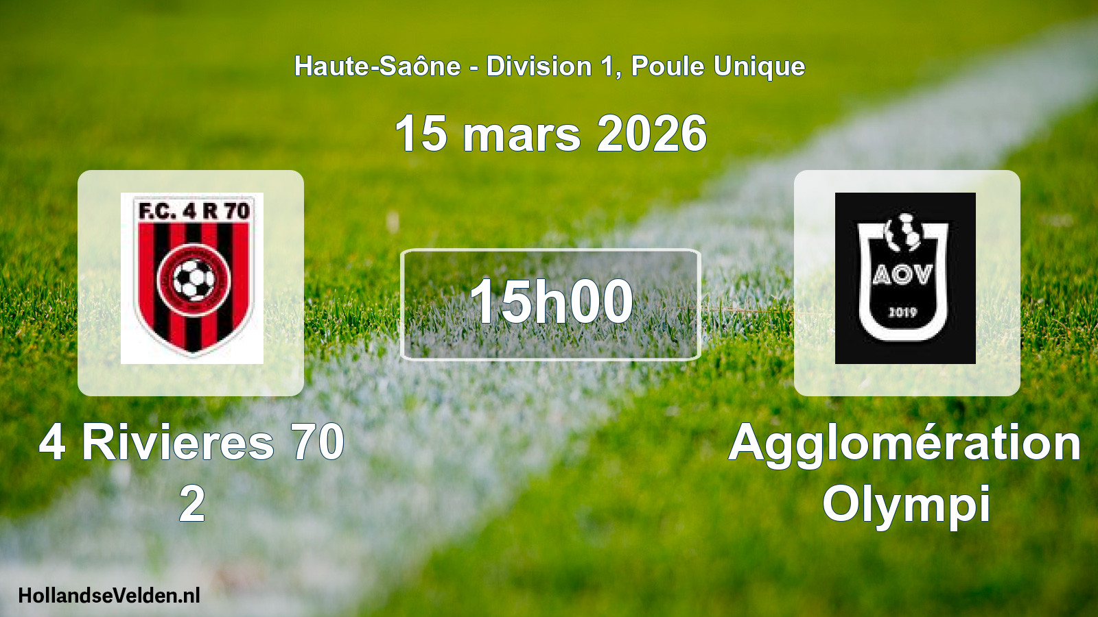 Geplande wedstrijd: 4 Rivieres 70 2 - Agglomération Olympi (15 maart 2026)