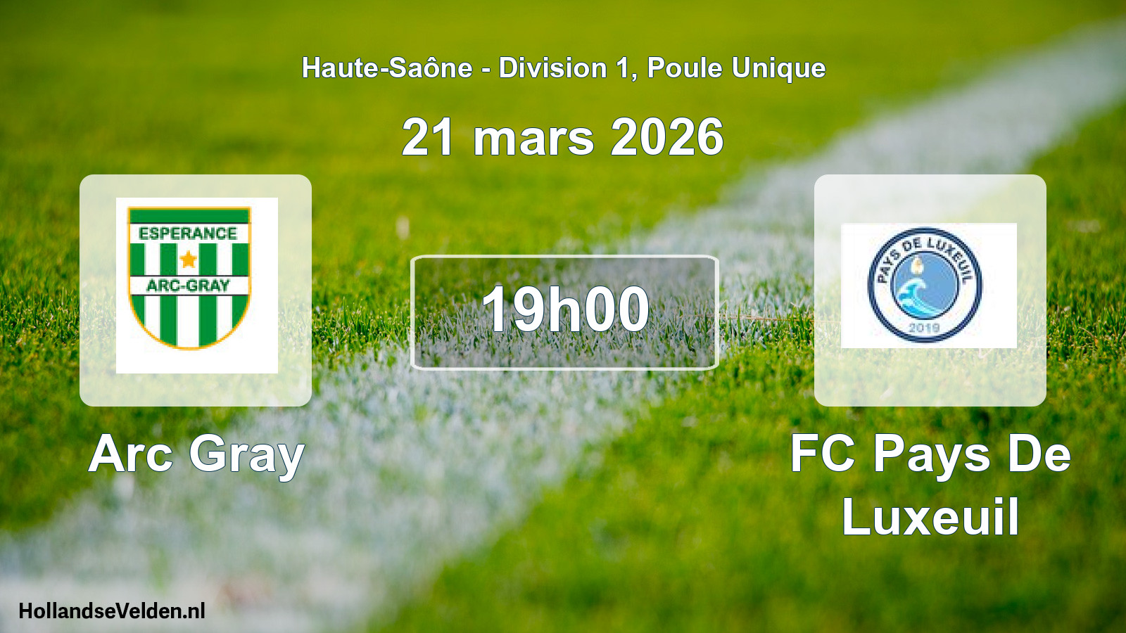 Match programmé: Arc Gray - FC Pays De Luxeuil (21 mars 2026)