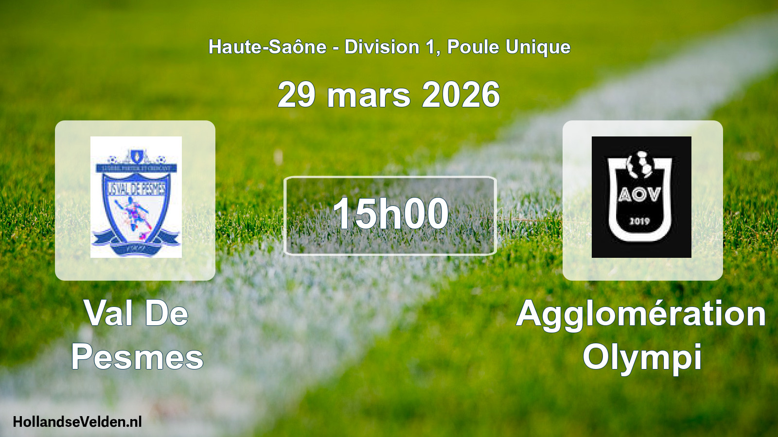Match programmé: Val De Pesmes - Agglomération Olympi (29 mars 2026)