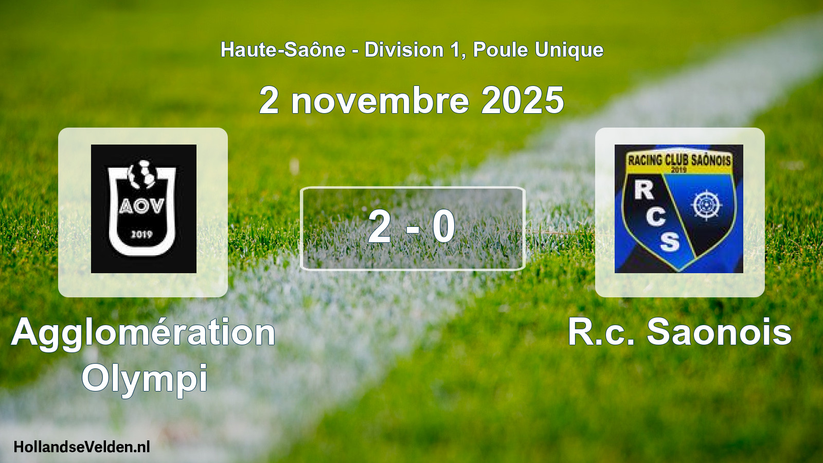 Total number of matches played: Agglomération Olympi - R.c. Saonois 2 - 0 (2 November 2025)