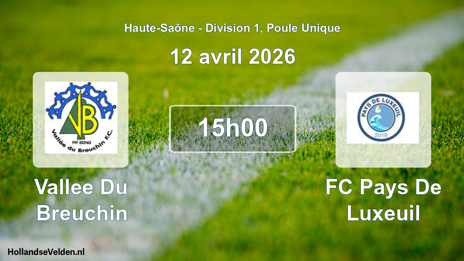 Match programmé: Vallee Du Breuchin - FC Pays De Luxeuil (12 avril 2026)