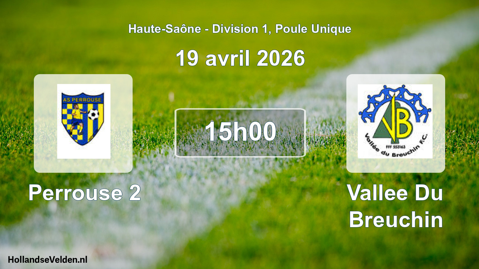 Match programmé: Perrouse 2 - Vallee Du Breuchin (19 avril 2026)