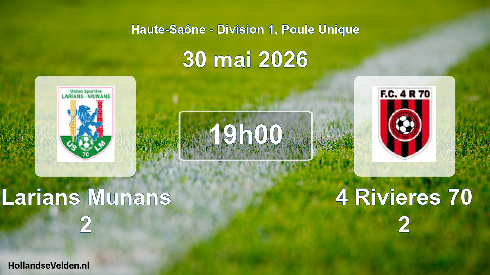 Match programmé: Larians Munans 2 - 4 Rivieres 70 2 (30 mai 2026)