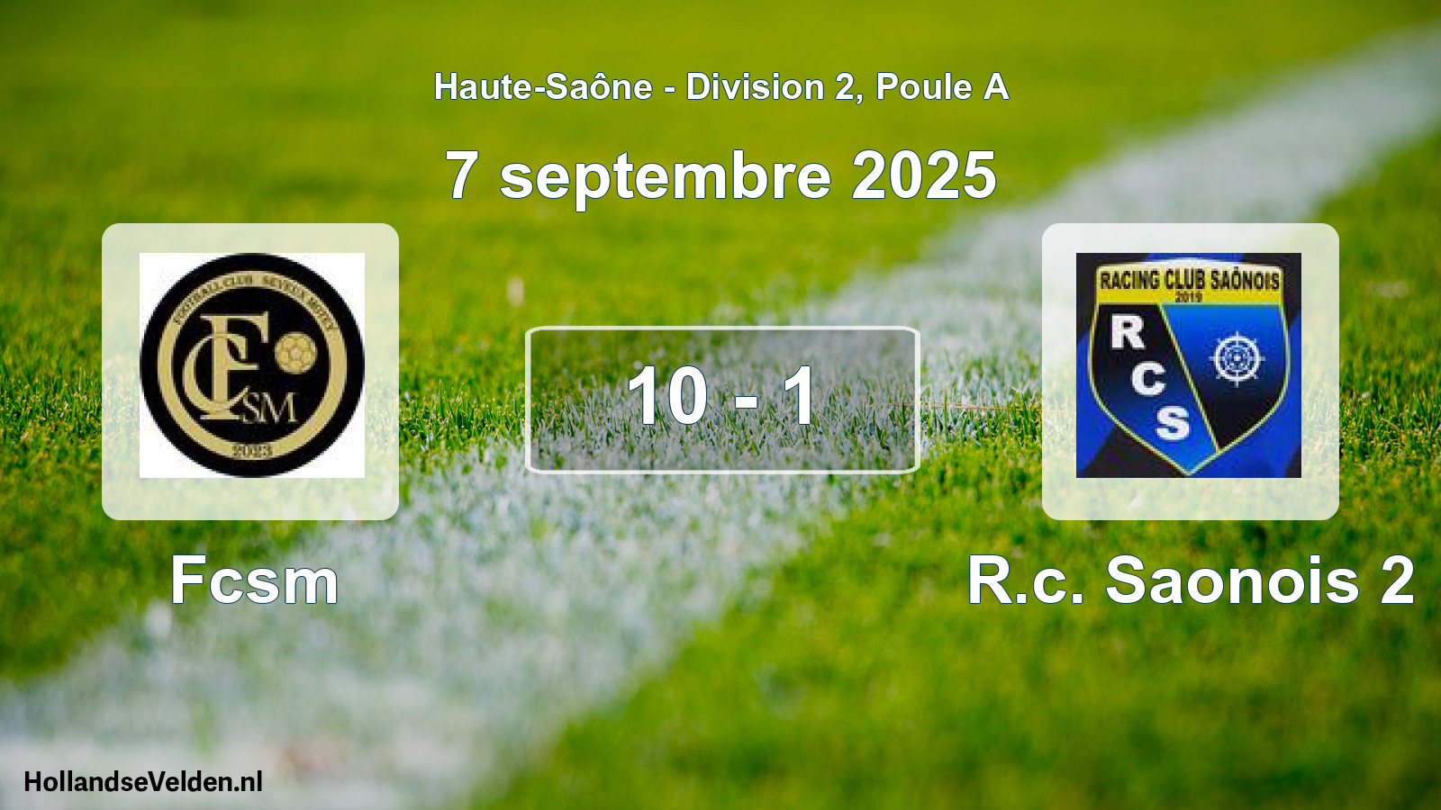 Match joué: Fcsm - R.c. Saonois 2 10 - 1 (7 septembre 2025)