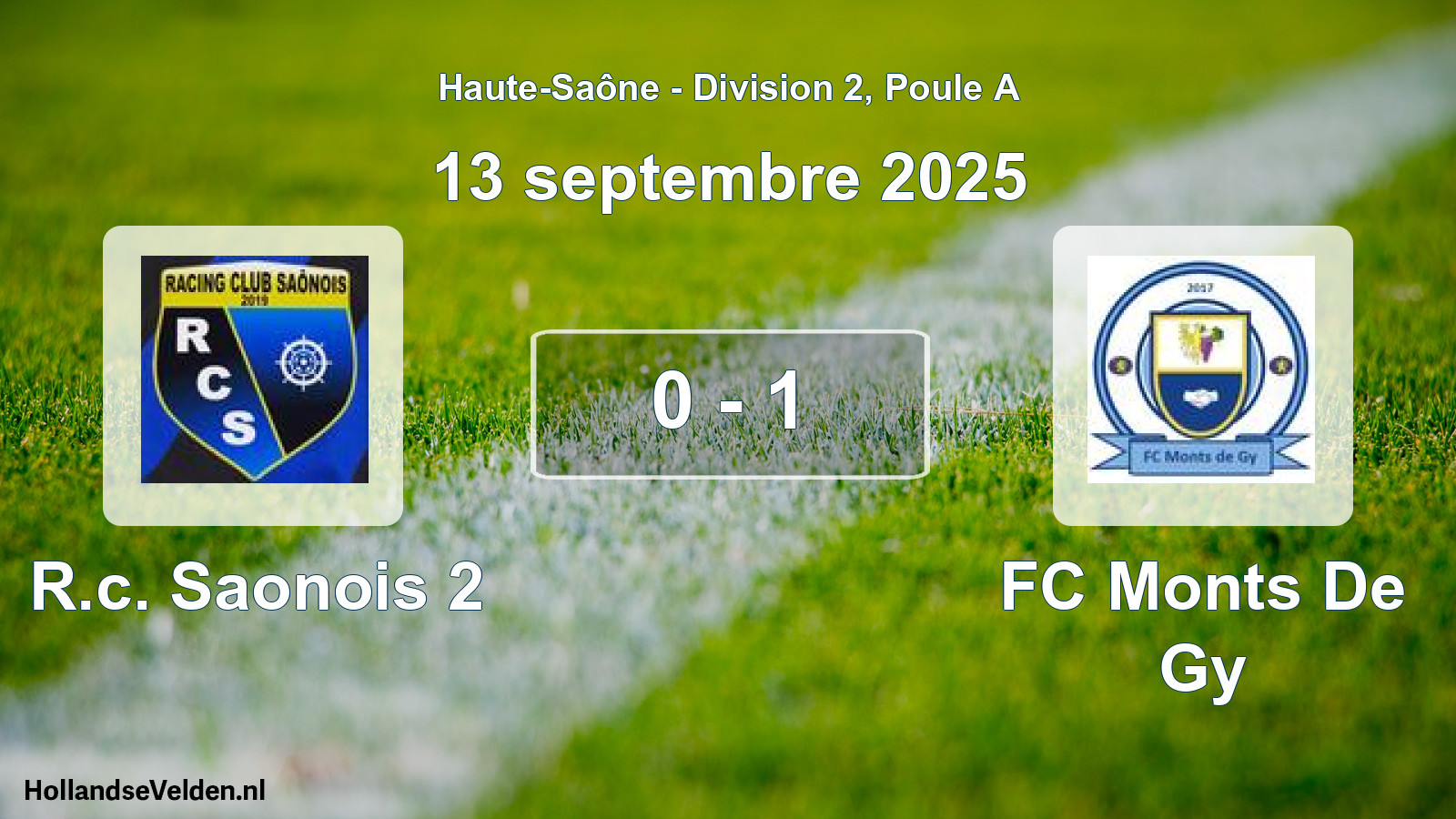 Match joué: R.c. Saonois 2 - FC Monts De Gy 0 - 1 (13 septembre 2025)