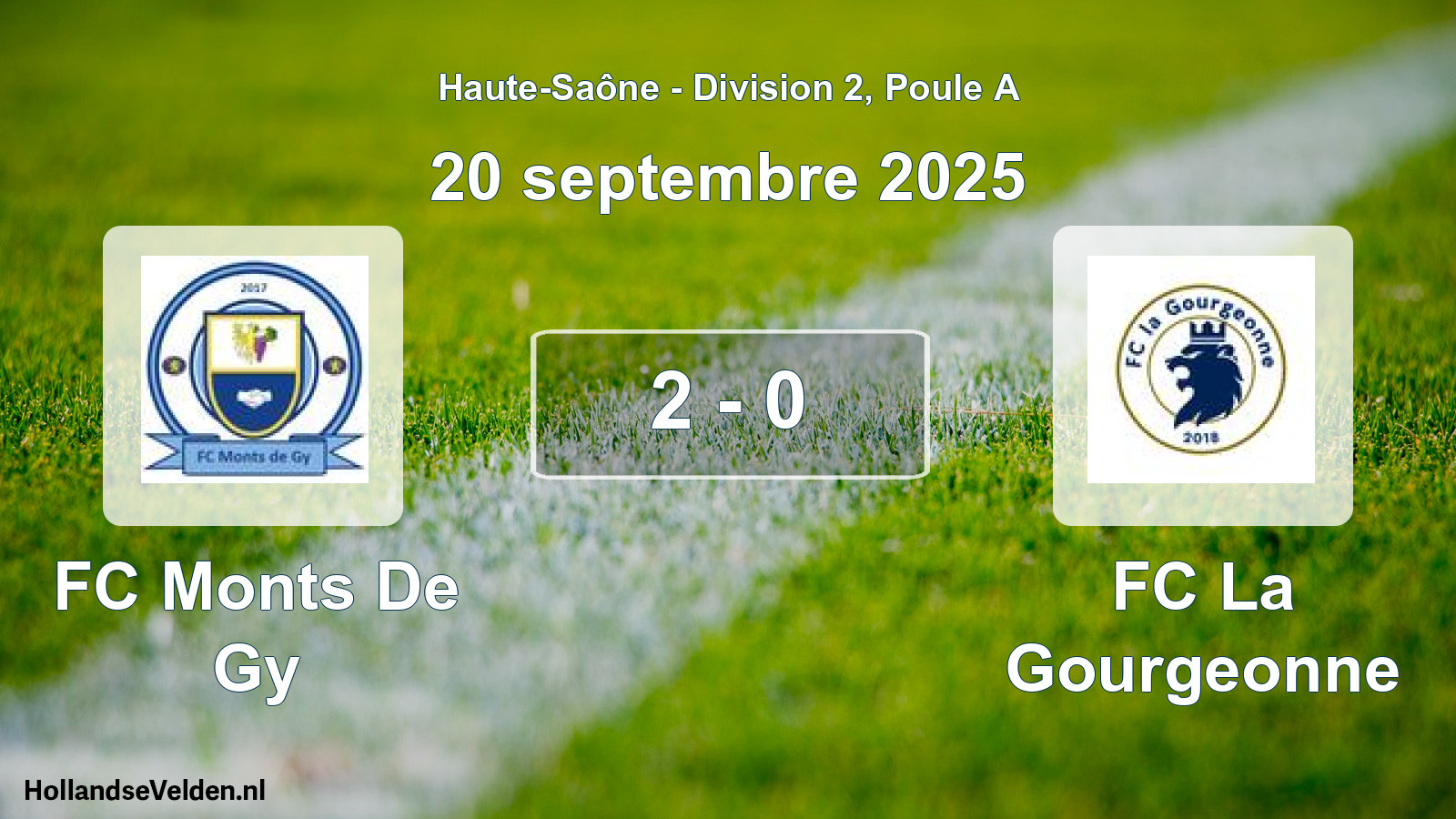 Gespeelde wedstrijd: FC Monts De Gy - FC La Gourgeonne 2 - 0 (20 september 2025)