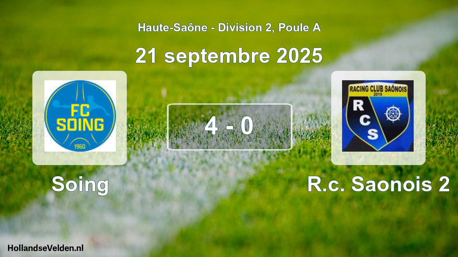 Match joué: Soing - R.c. Saonois 2 4 - 0 (21 septembre 2025)