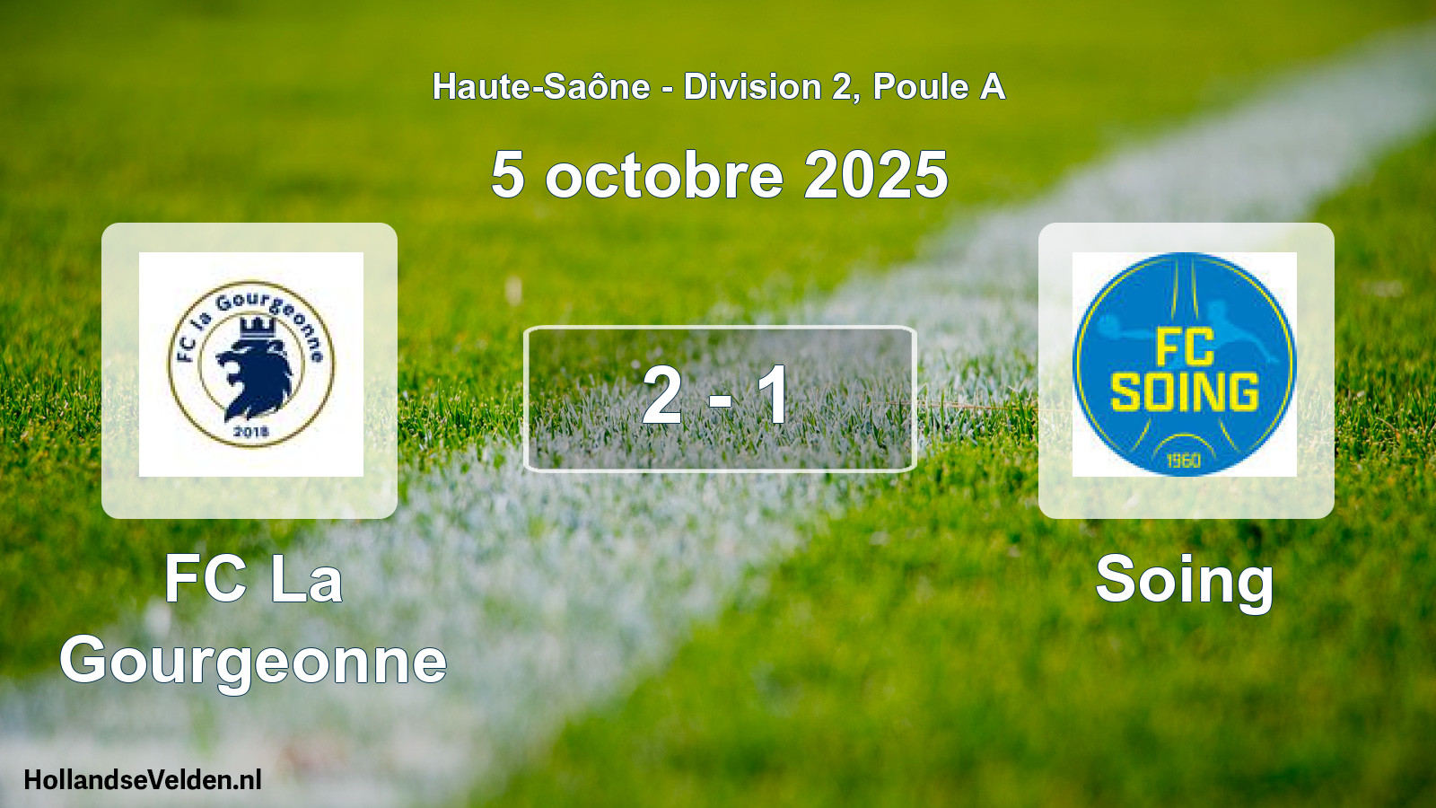 Total number of matches played: FC La Gourgeonne - Soing 2 - 1 (5 October 2025)