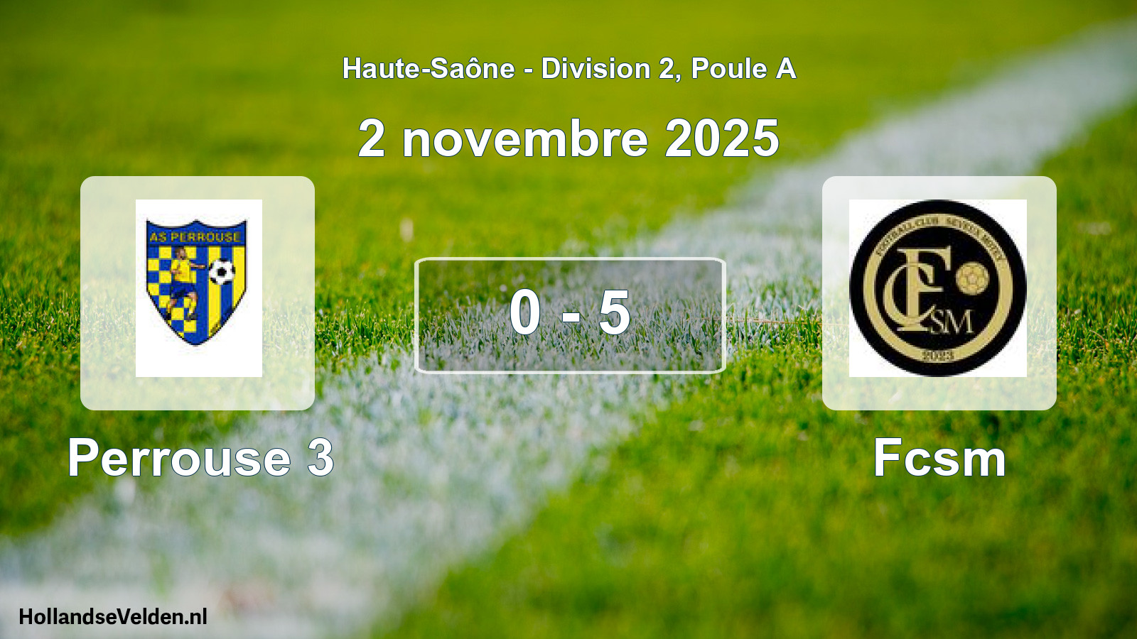 Match joué: Perrouse 3 - Fcsm 0 - 5 (2 novembre 2025)