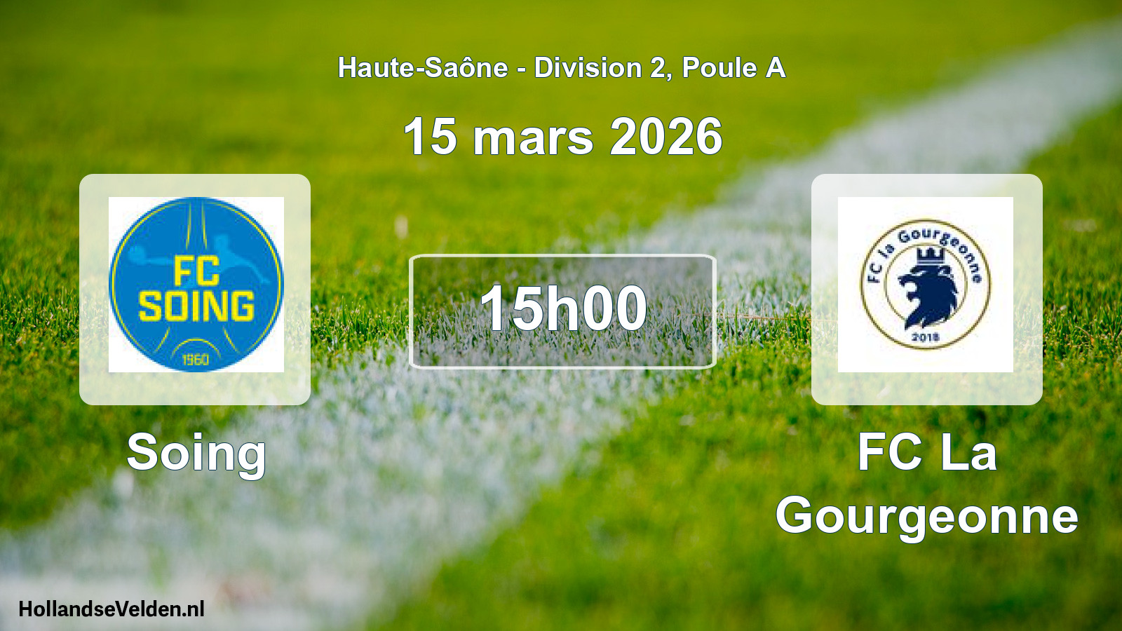 Match programmé: Soing - FC La Gourgeonne (15 mars 2026)