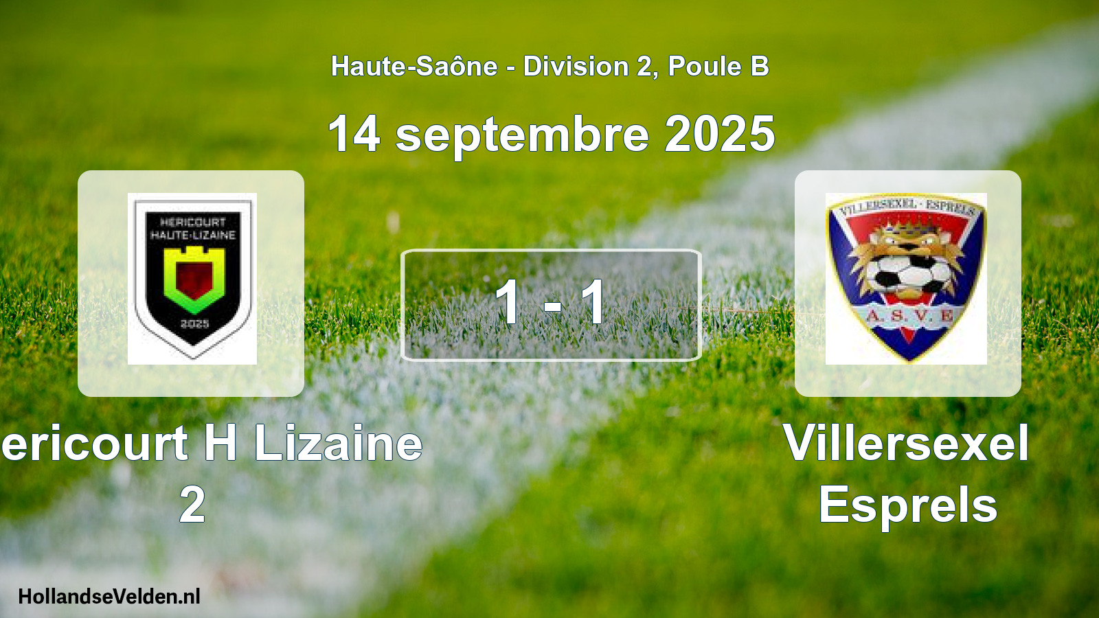 Gespeelde wedstrijd: Hericourt H Lizaine 2 - Villersexel Esprels 1 - 1 (14 september 2025)