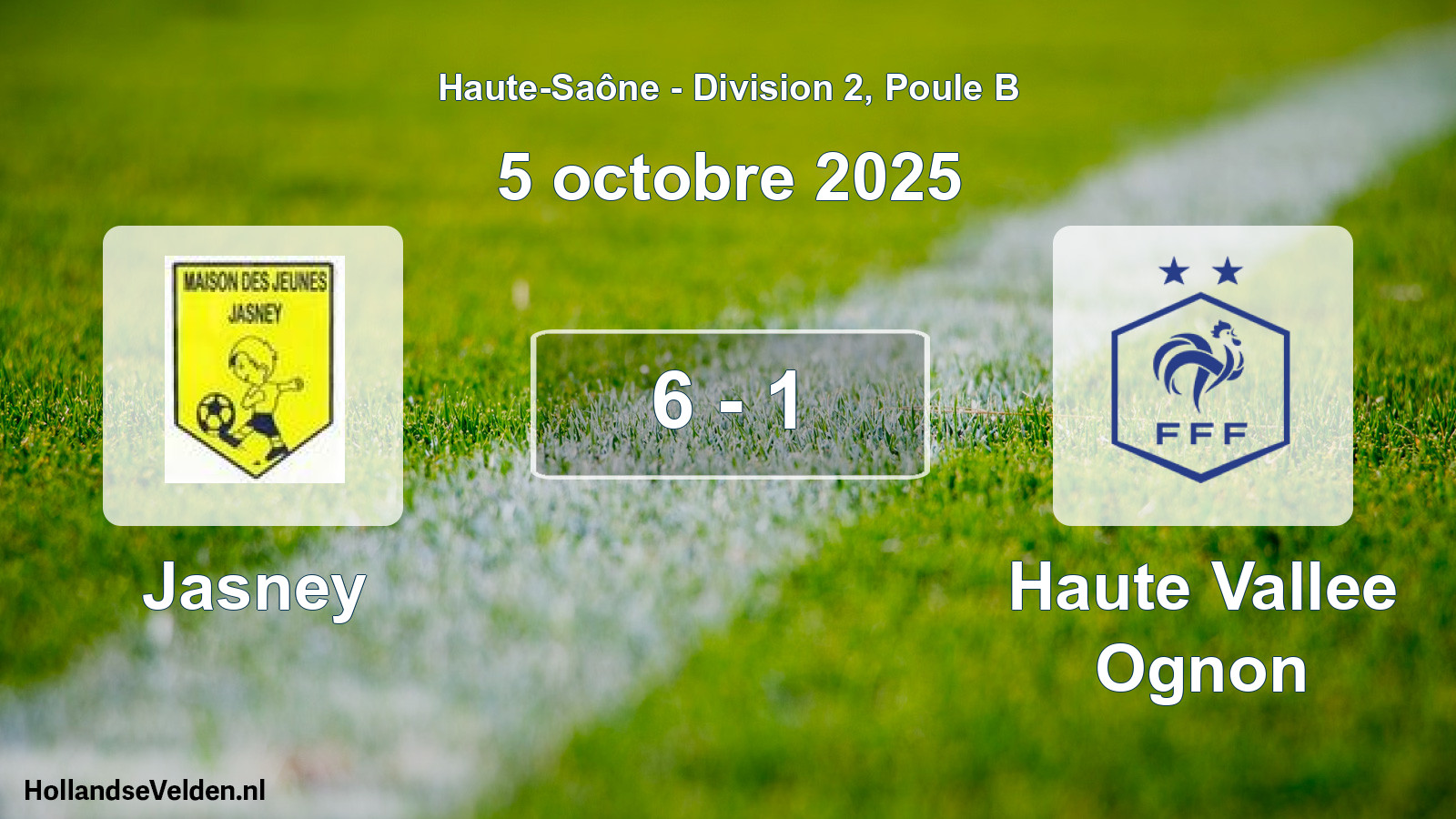 Total number of matches played: Jasney - Haute Vallee Ognon 6 - 1 (5 October 2025)