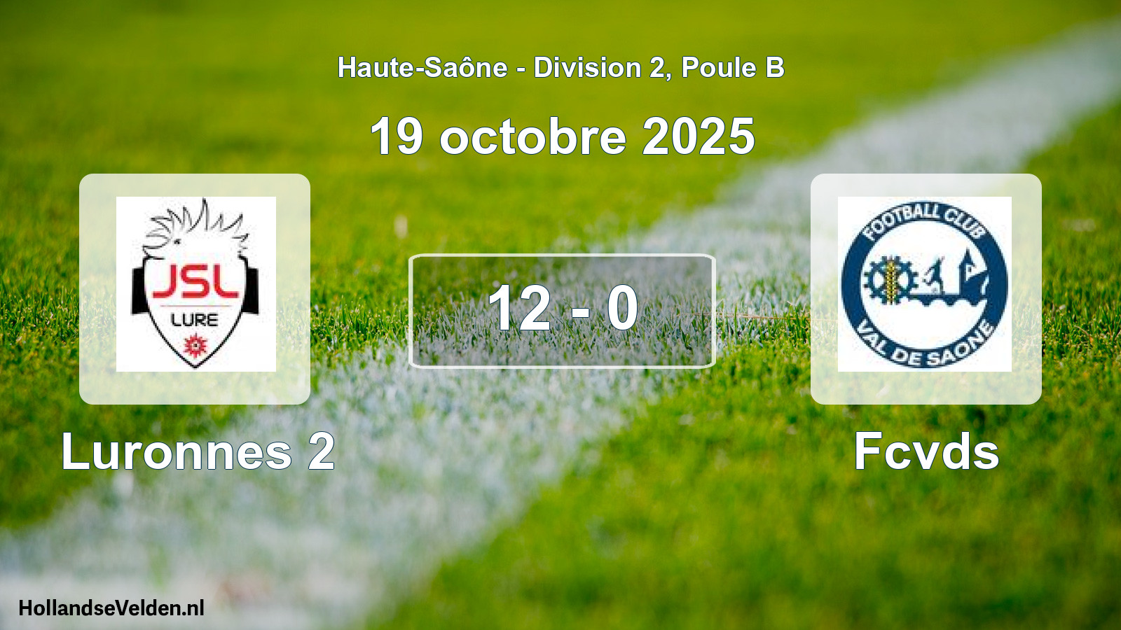 Match joué: Luronnes 2 - Fcvds 12 - 0 (19 octobre 2025)