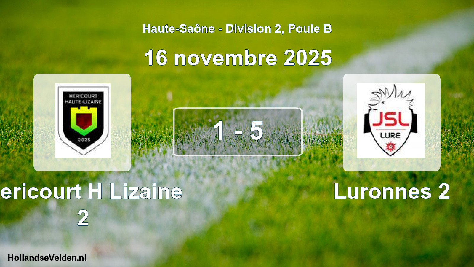 Match joué: Hericourt H Lizaine 2 - Luronnes 2 1 - 5 (16 novembre 2025)