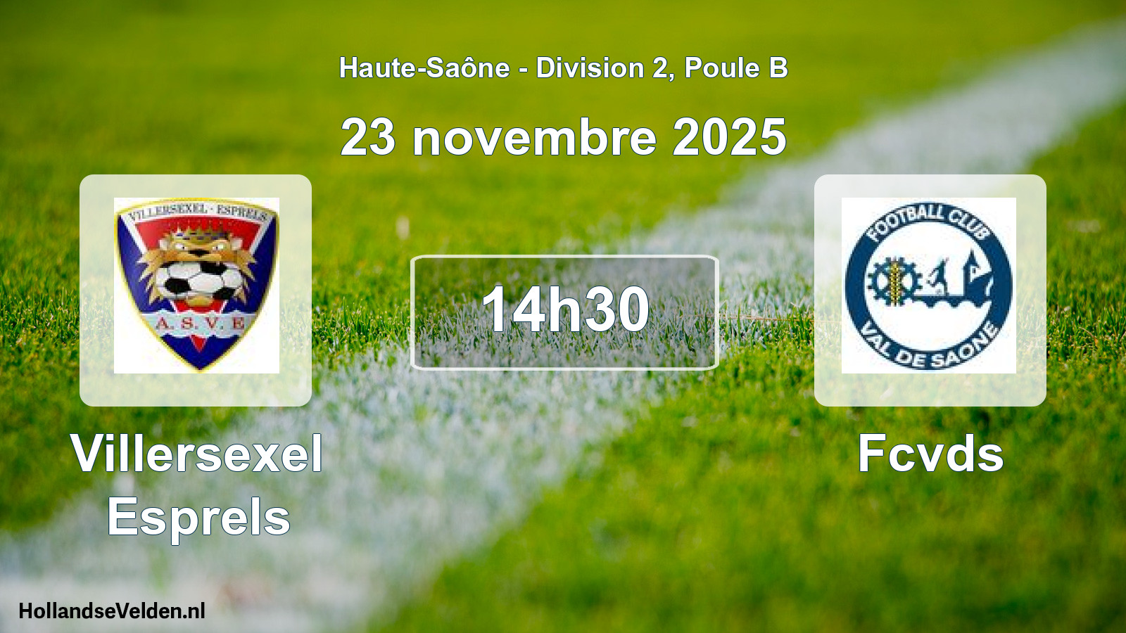Match programmé: Villersexel Esprels - Fcvds (23 novembre 2025)