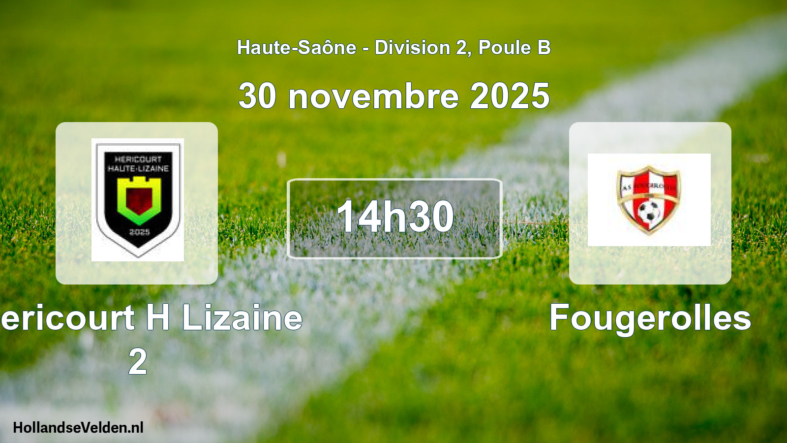 Match programmé: Hericourt H Lizaine 2 - Fougerolles (30 novembre 2025)