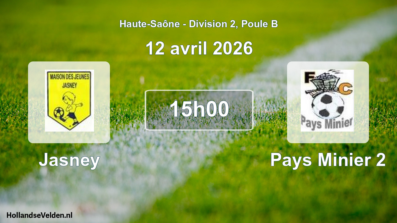 Match programmé: Jasney - Pays Minier 2 (12 avril 2026)