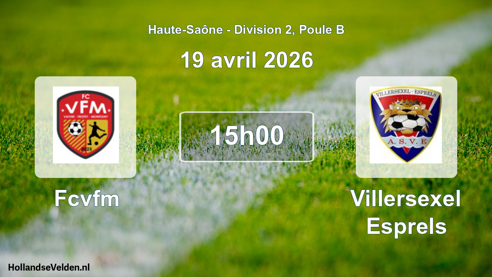 Geplande wedstrijd: Fcvfm - Villersexel Esprels (19 april 2026)