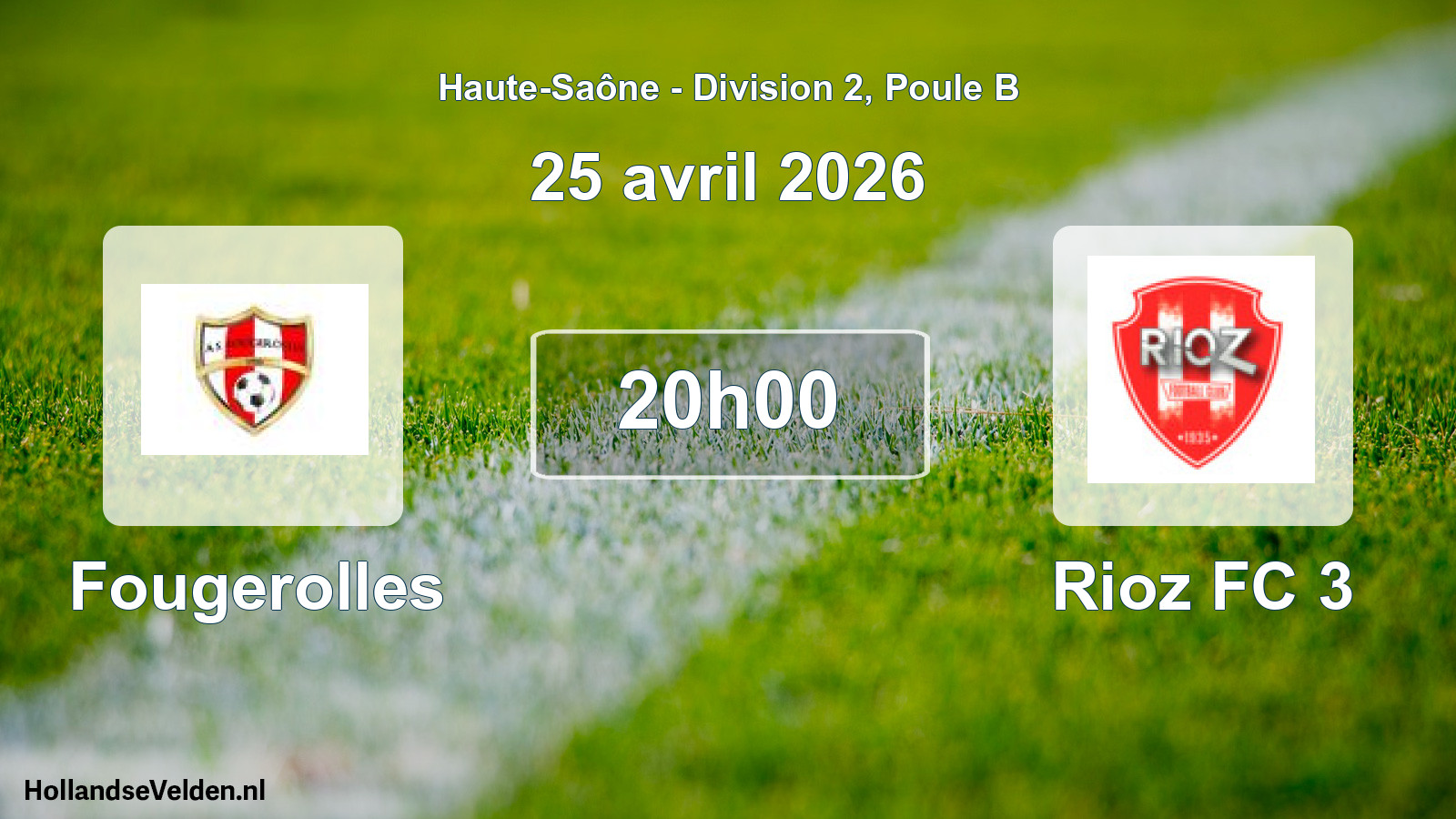 Match programmé: Fougerolles - Rioz FC 3 (25 avril 2026)