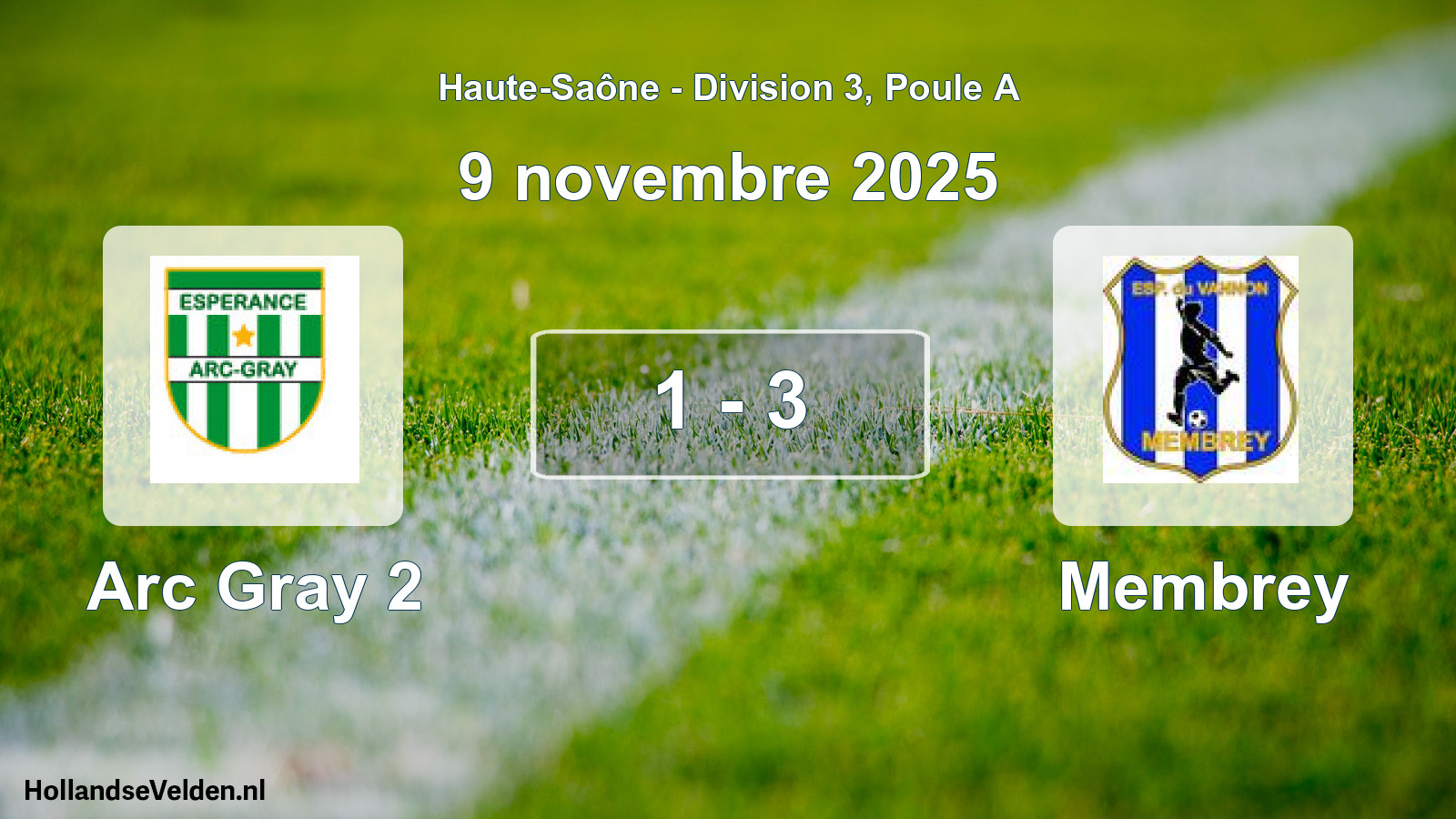 Gespeelde wedstrijd: Arc Gray 2 - Membrey 1 - 3 (9 november 2025)