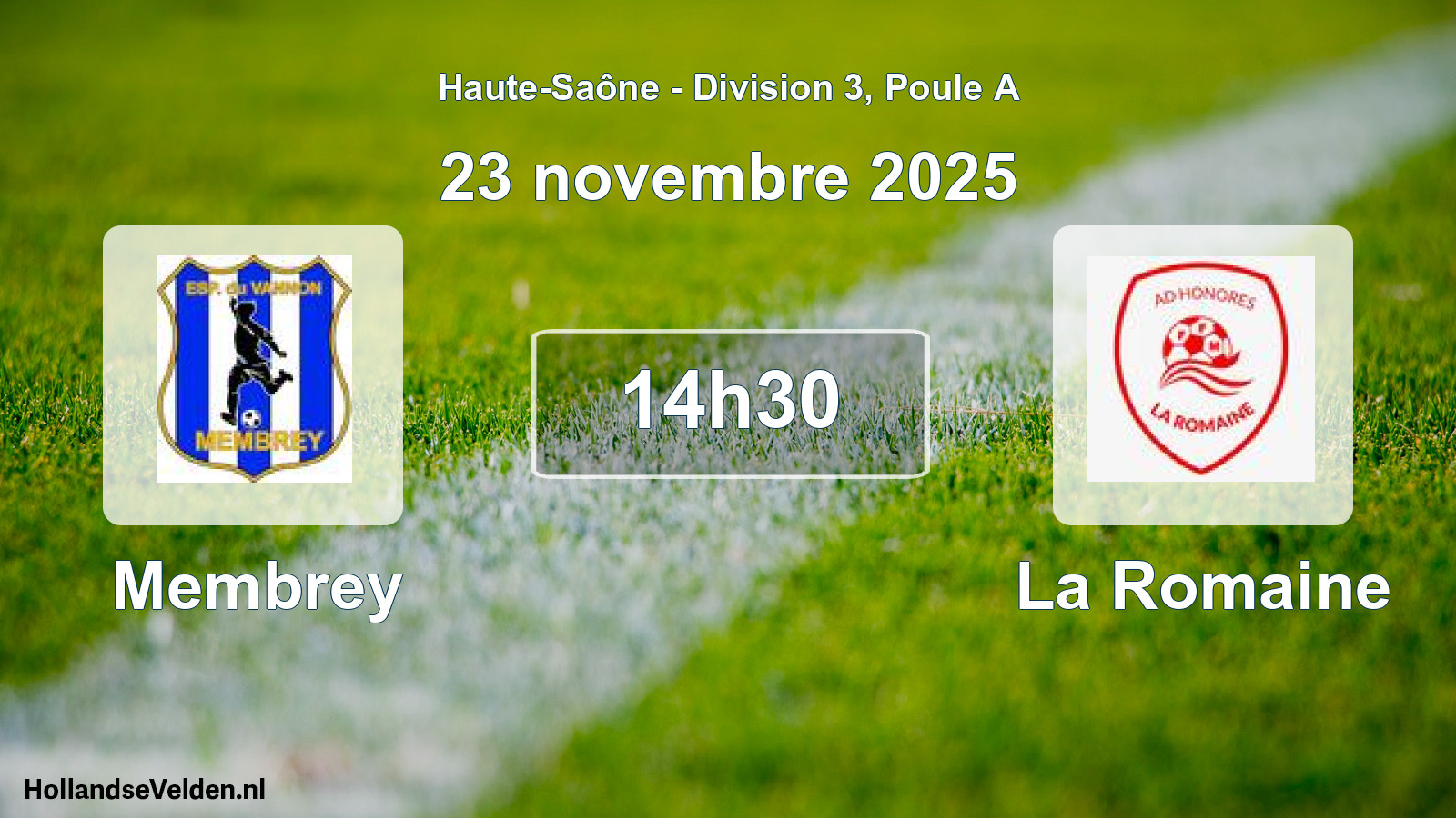 Match programmé: Membrey - La Romaine (23 novembre 2025)