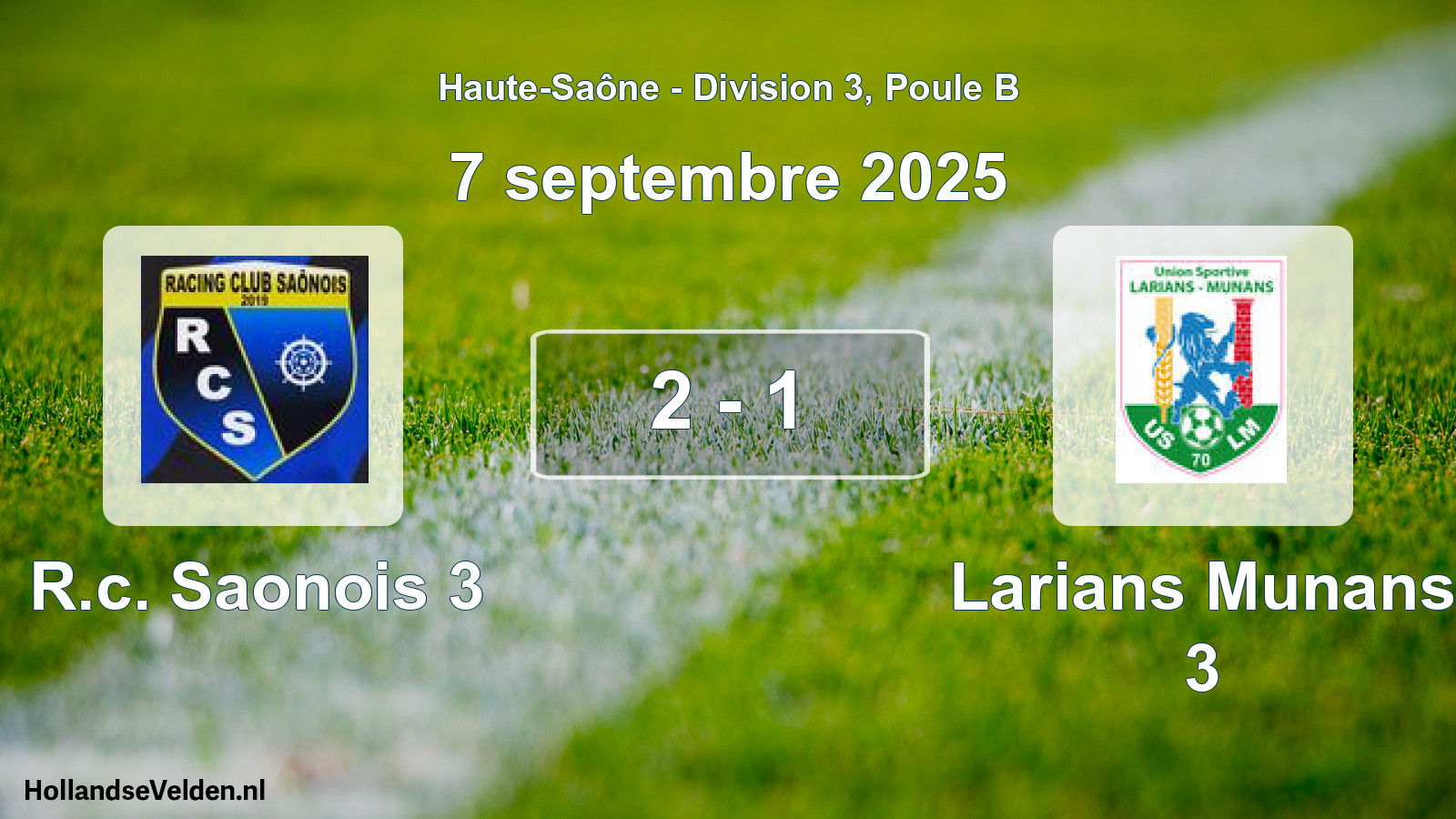 Total number of matches played: R.c. Saonois 3 - Larians Munans 3 2 - 1 (7 September 2025)