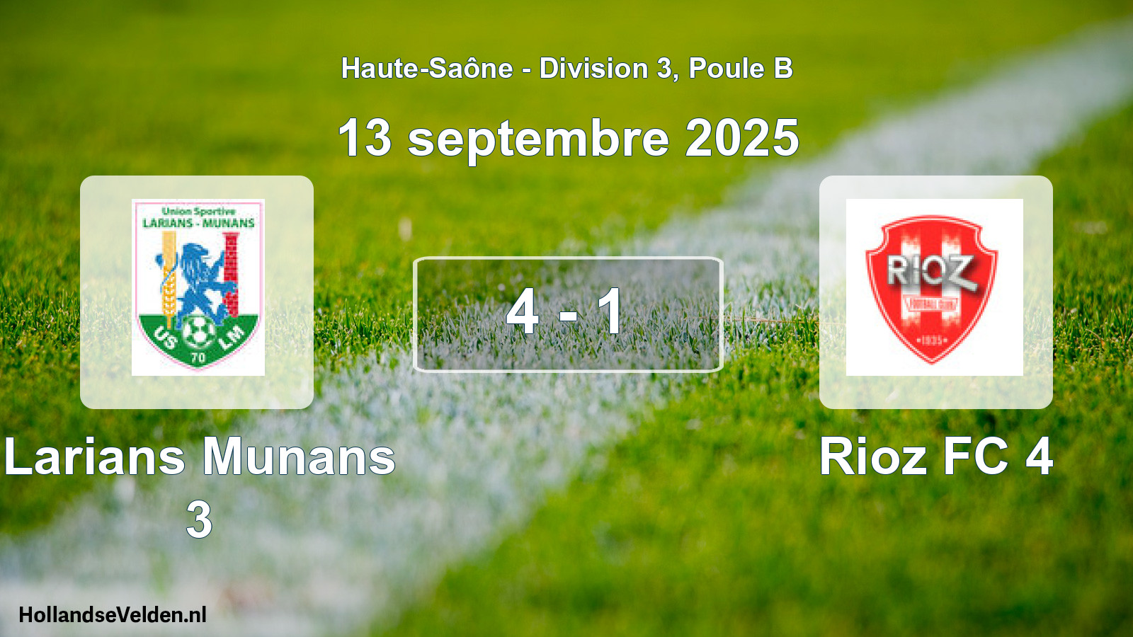 Gespeelde wedstrijd: Larians Munans 3 - Rioz FC 4 4 - 1 (13 september 2025)