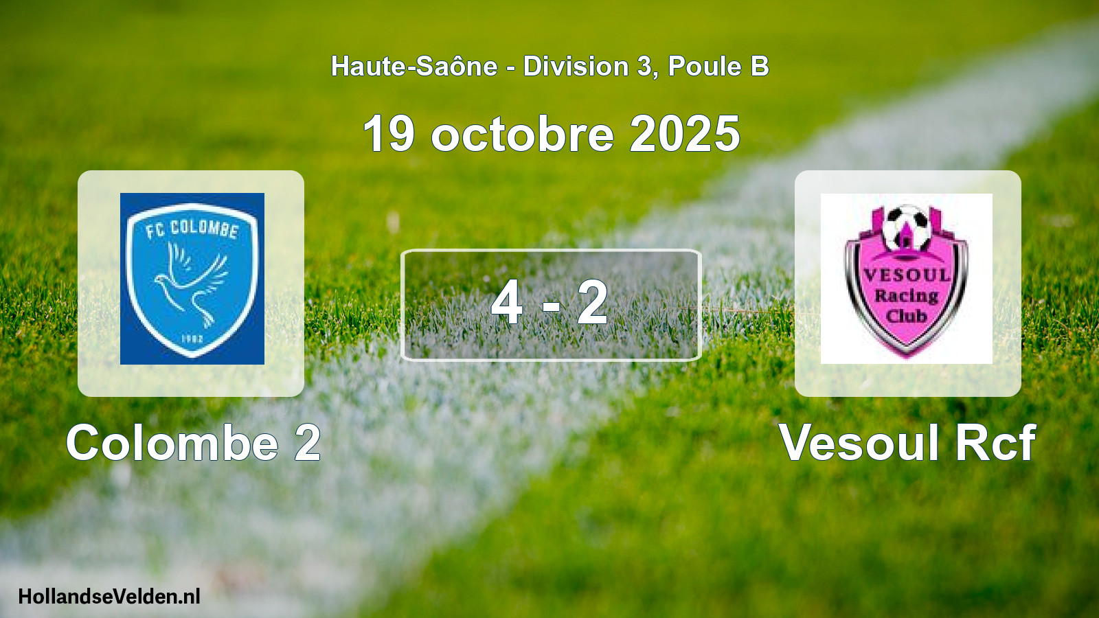 Total number of matches played: Colombe 2 - Vesoul Rcf 4 - 2 (19 October 2025)