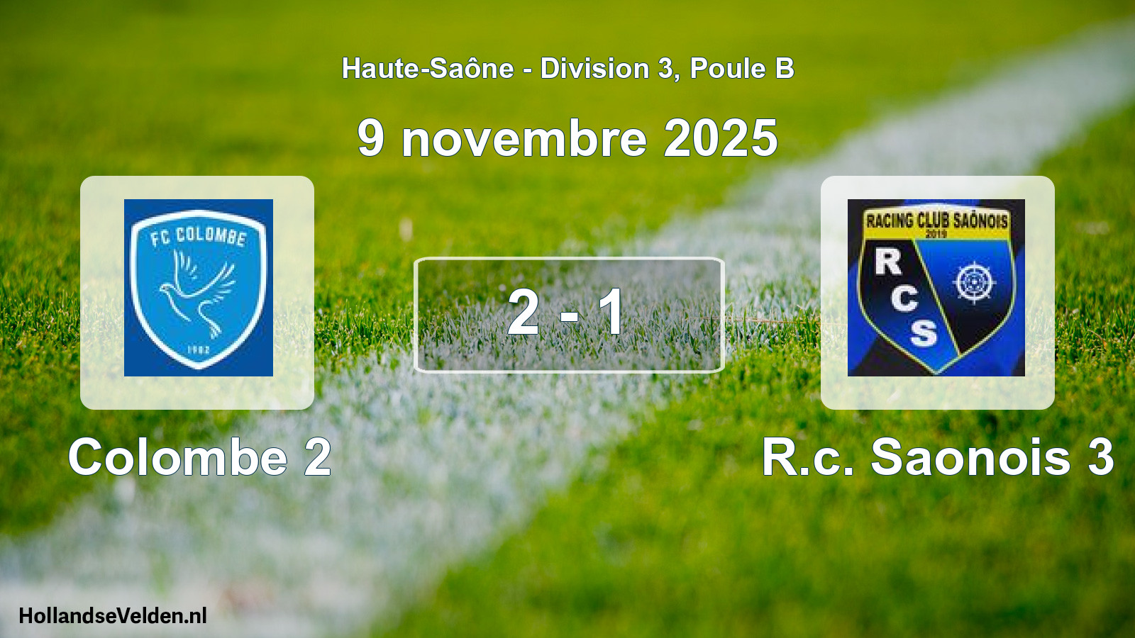 Total number of matches played: Colombe 2 - R.c. Saonois 3 2 - 1 (9 November 2025)