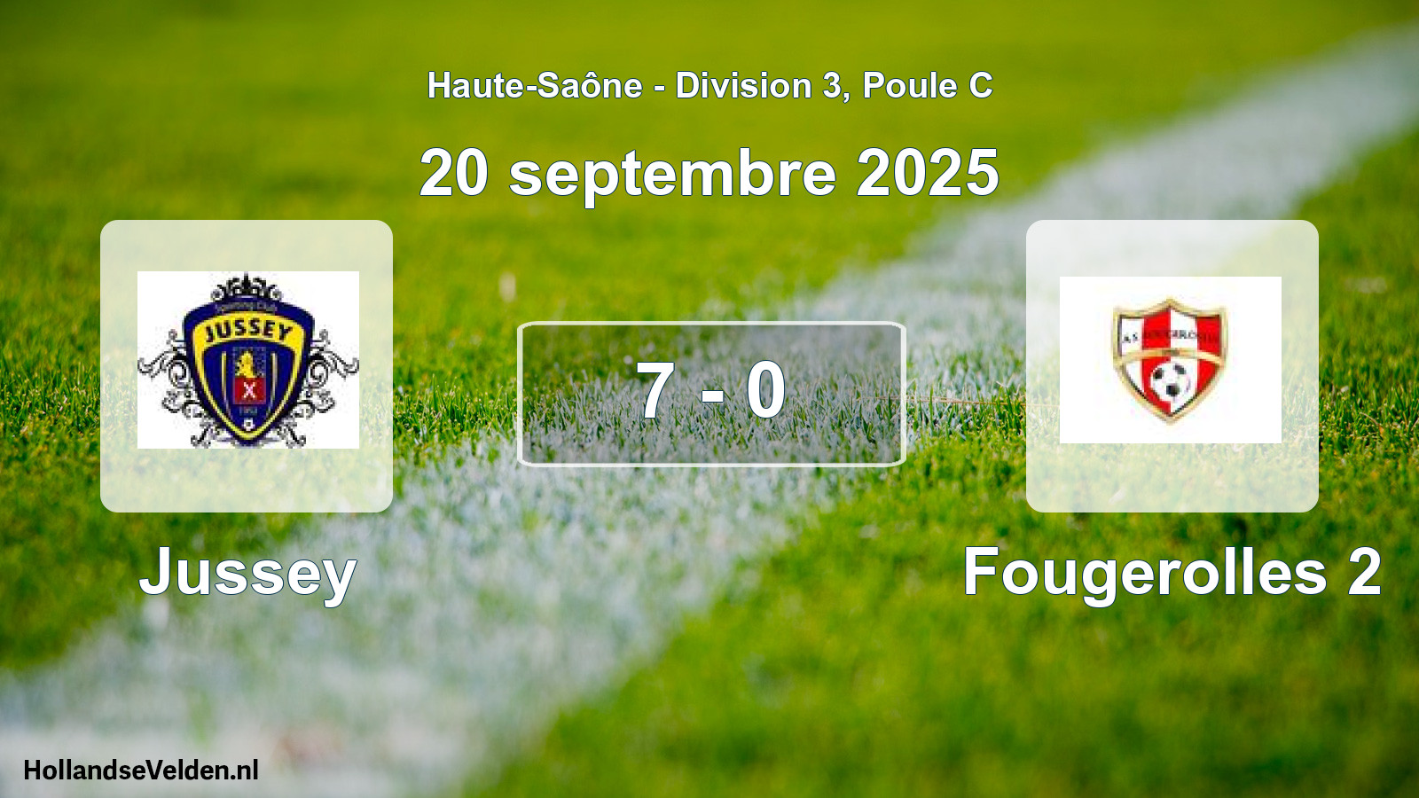 Total number of matches played: Jussey - Fougerolles 2 7 - 0 (20 September 2025)