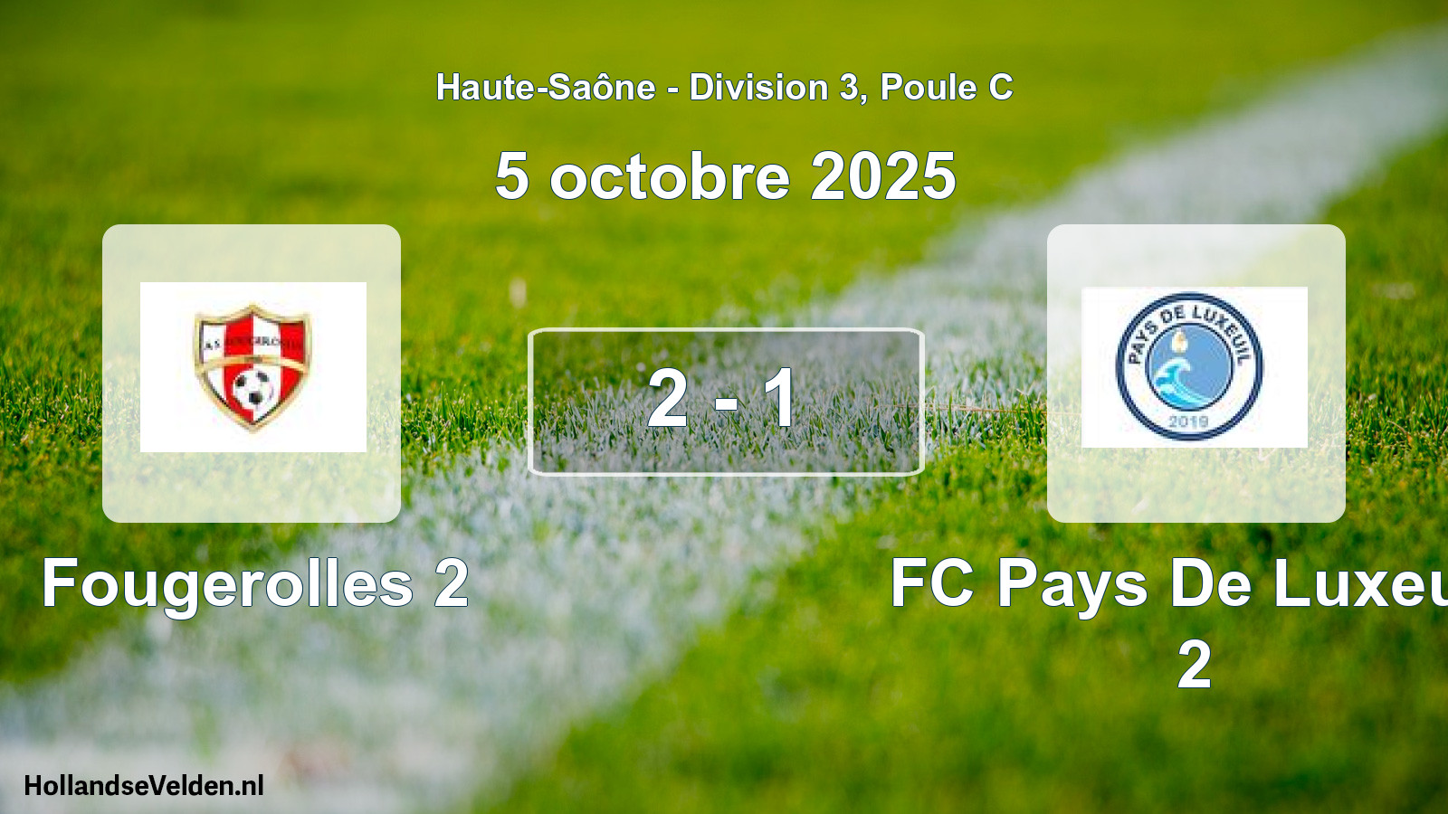 Total number of matches played: Fougerolles 2 - FC Pays De Luxeuil 2 2 - 1 (5 October 2025)