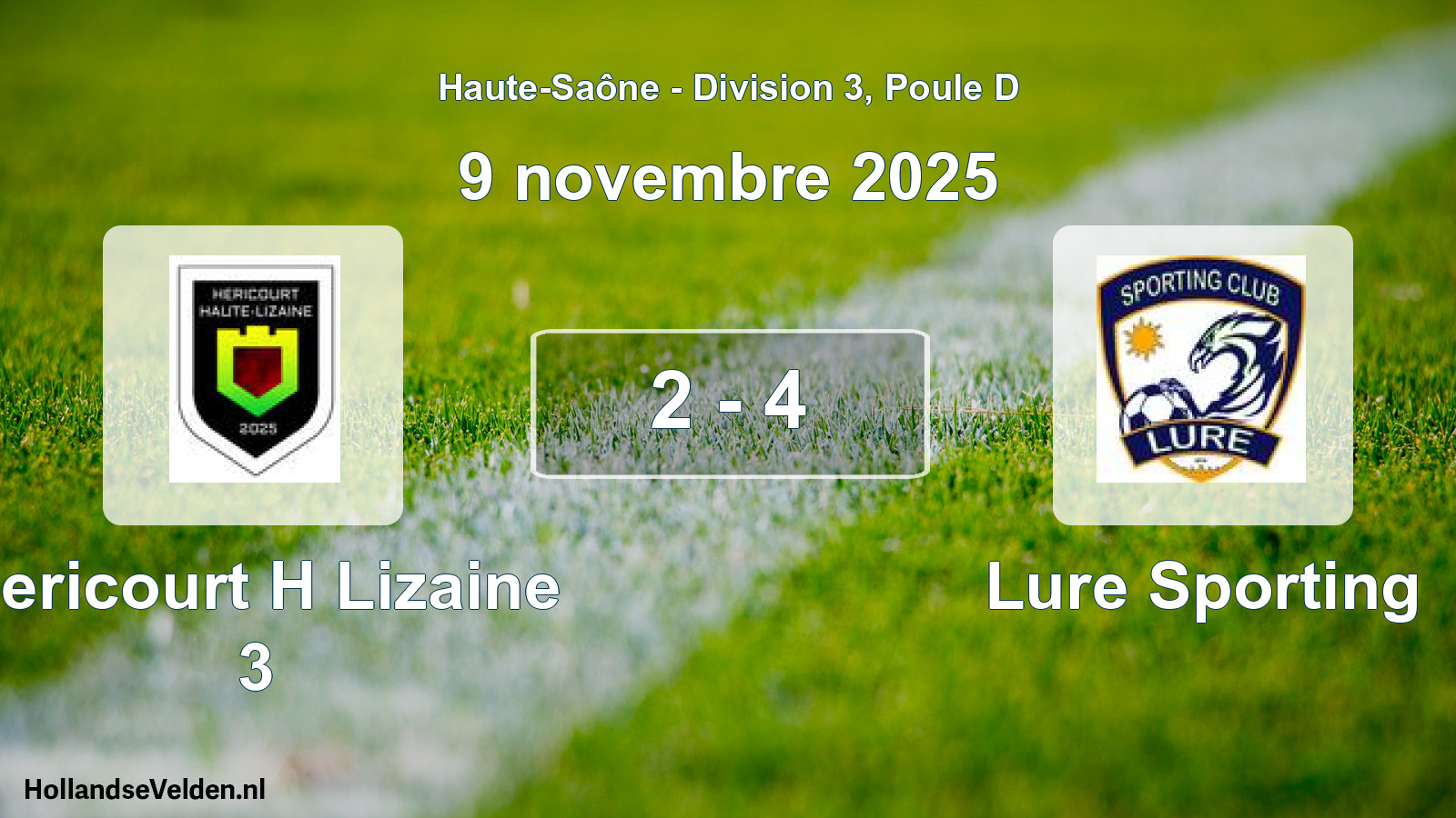 Match joué: Hericourt H Lizaine 3 - Lure Sporting 2 - 4 (9 novembre 2025)