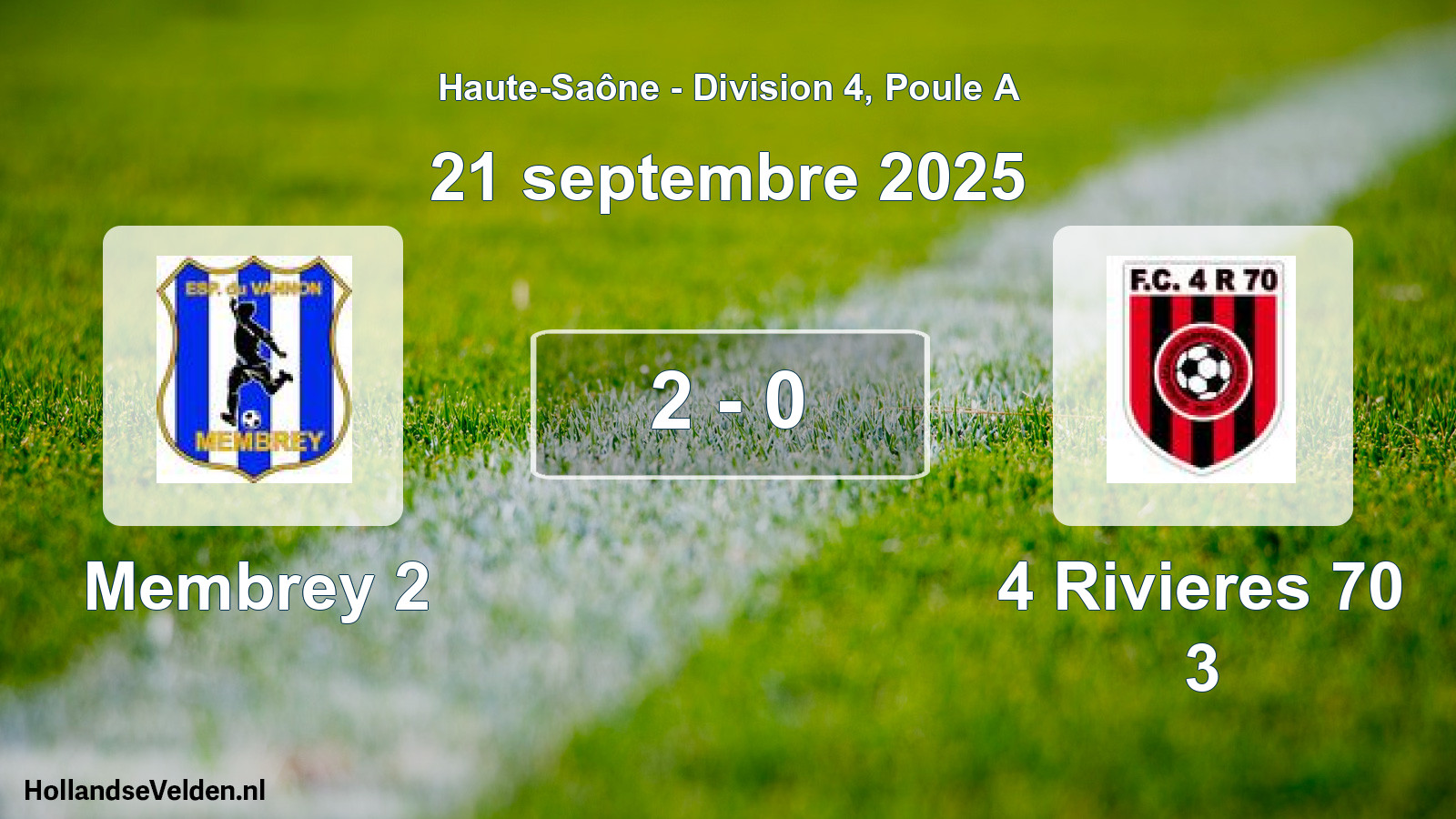 Match joué: Membrey 2 - 4 Rivieres 70 3 2 - 0 (21 septembre 2025)