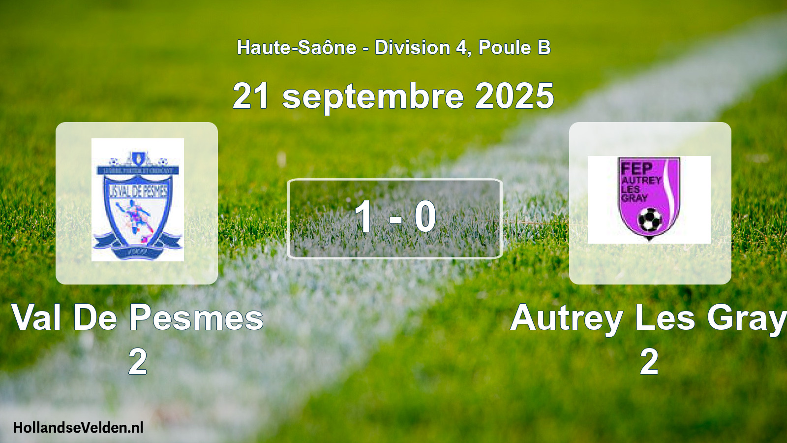 Match joué: Val De Pesmes 2 - Autrey Les Gray 2 1 - 0 (21 septembre 2025)