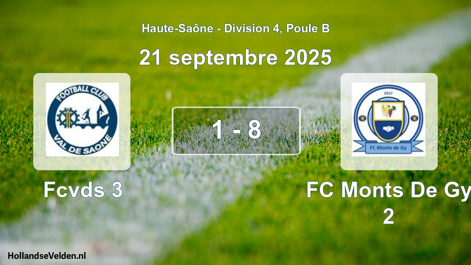 Match joué: Fcvds 3 - FC Monts De Gy 2 1 - 8 (21 septembre 2025)