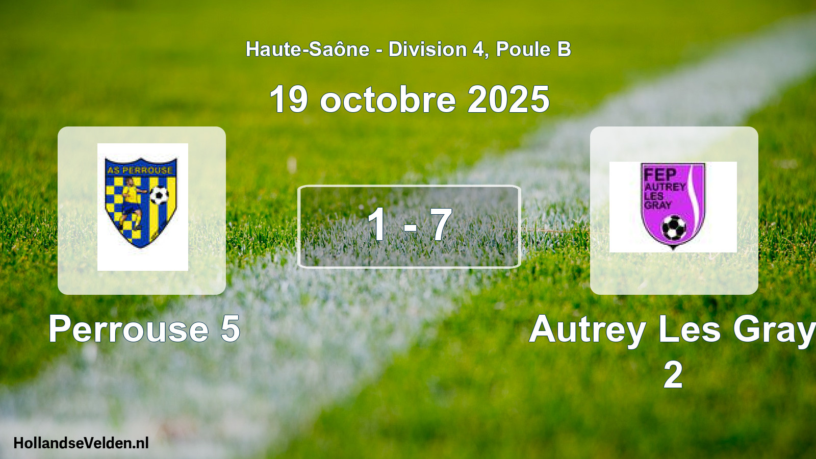Total number of matches played: Perrouse 5 - Autrey Les Gray 2 1 - 7 (19 October 2025)