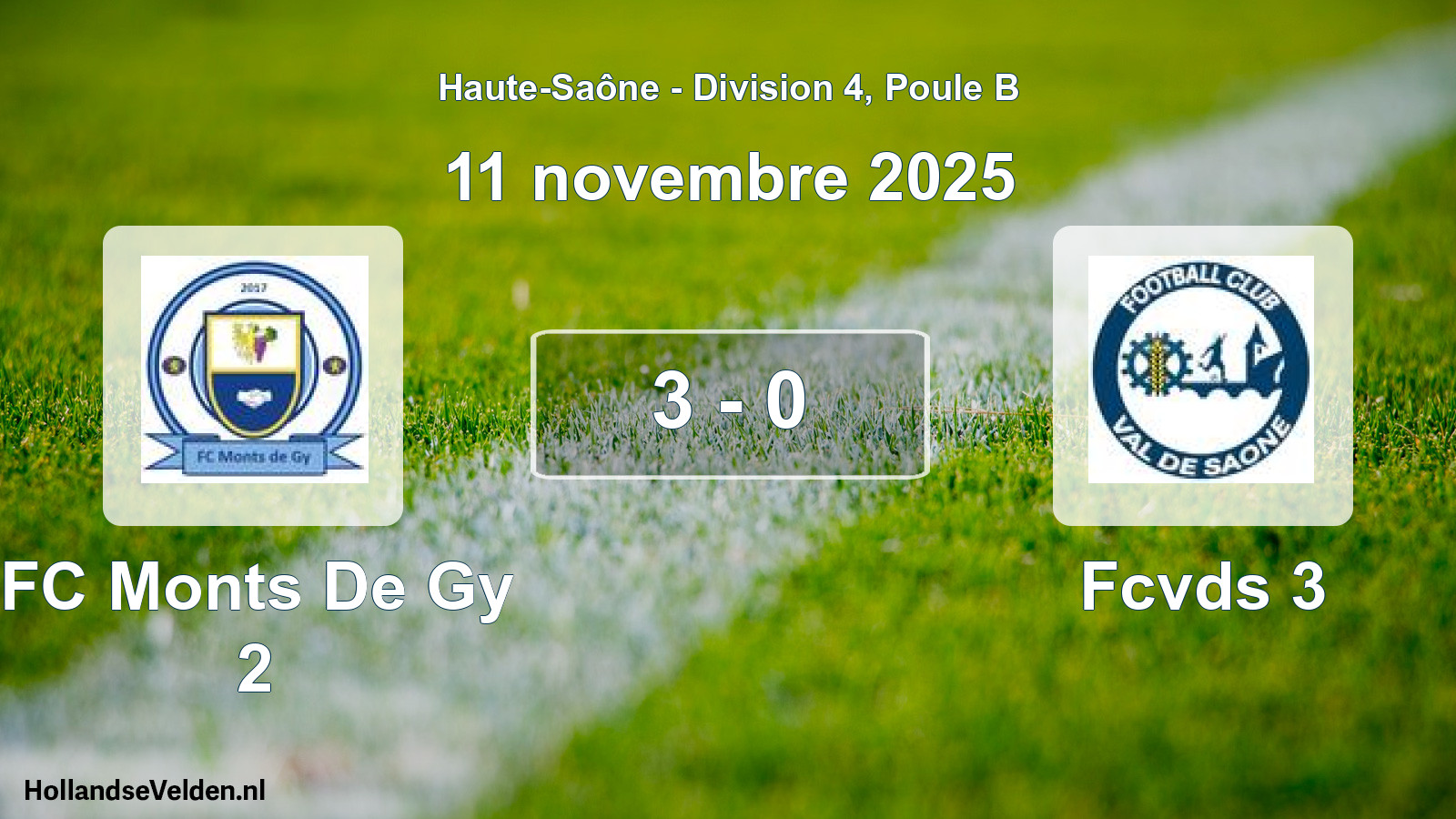 Match joué: FC Monts De Gy 2 - Fcvds 3 3 - 0 (11 novembre 2025)